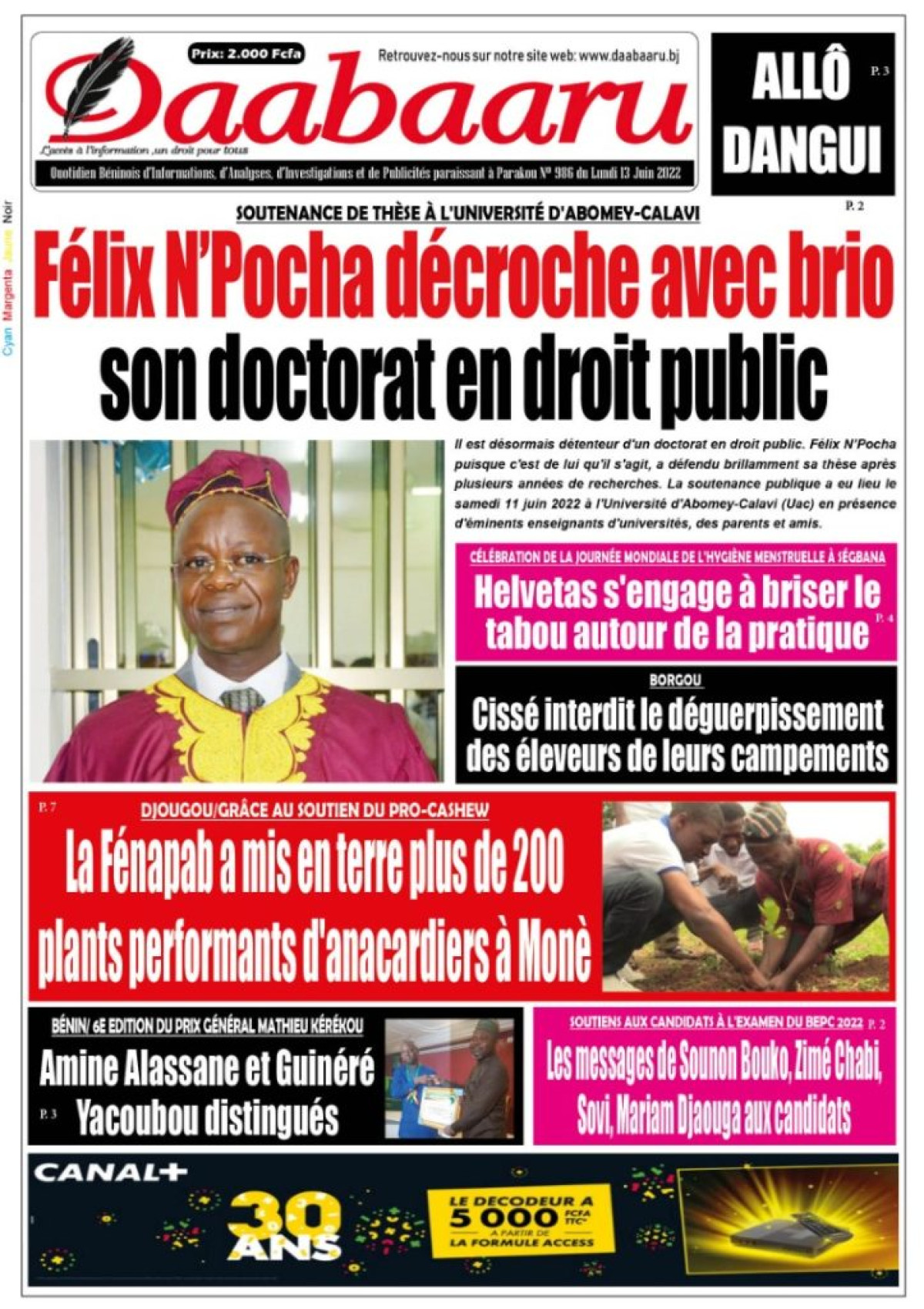 UNE DU LUNDI 13 JUIN 2022