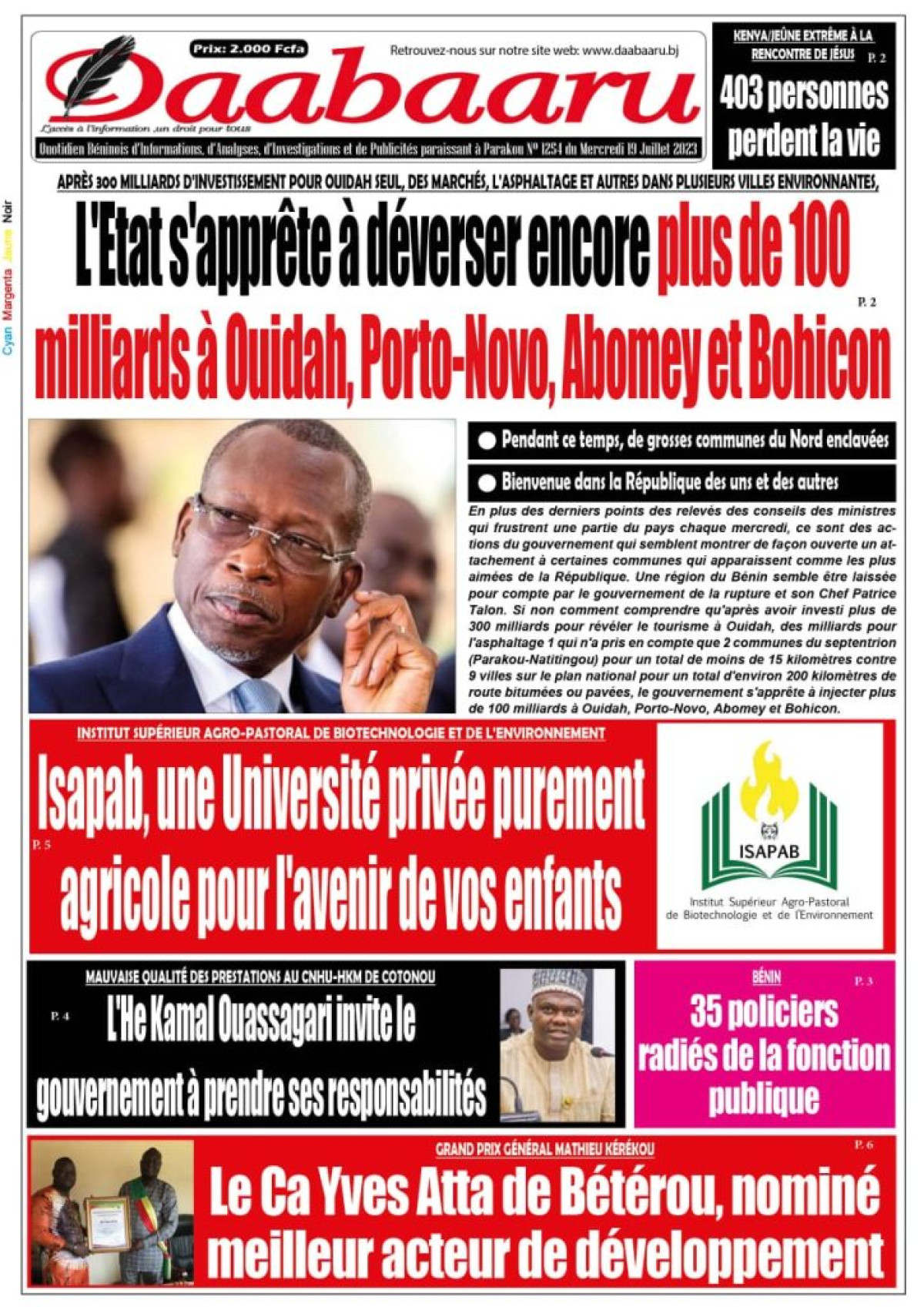 UNE DU MERCREDI 19 JUILLET 2023