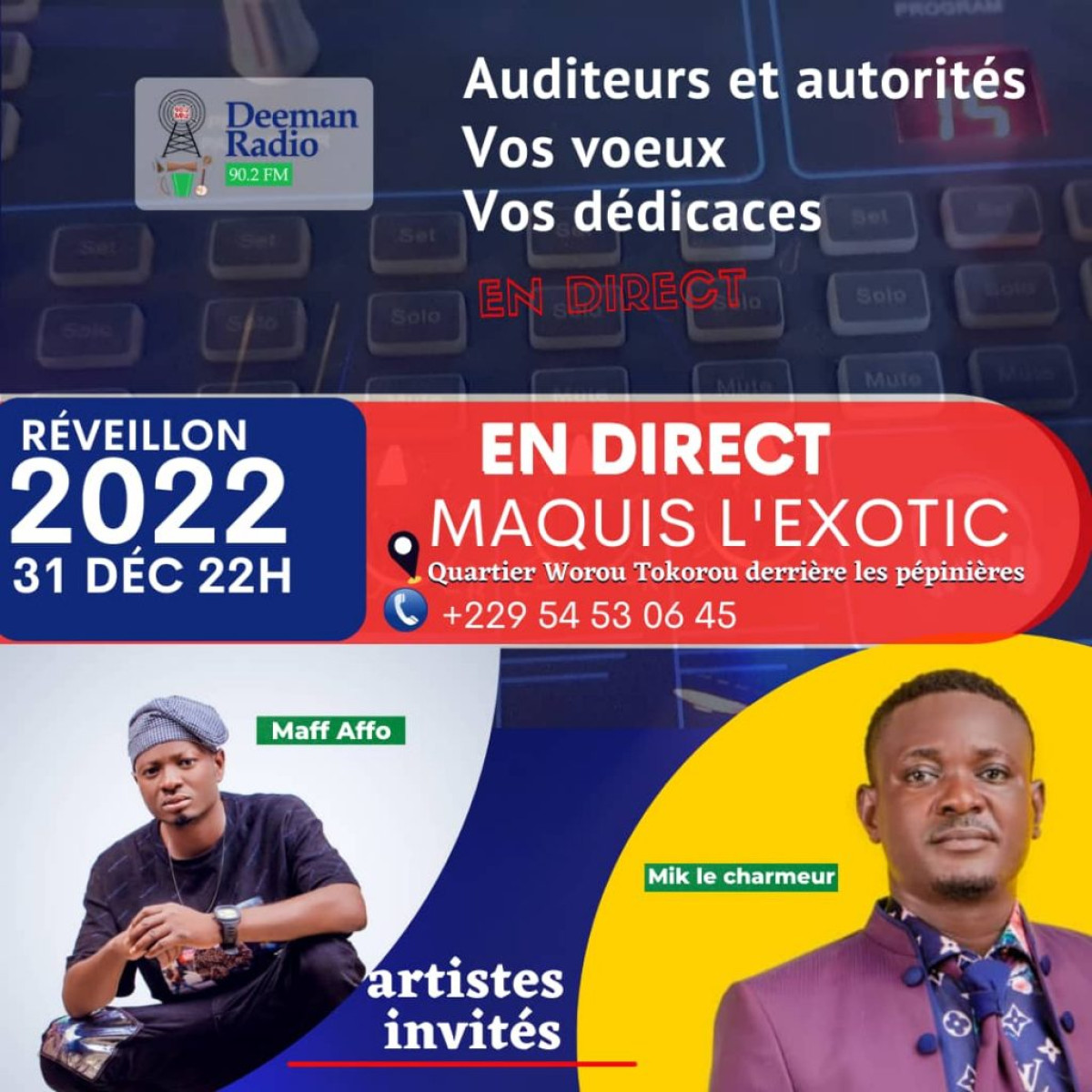 REVEILLON DU NOUVEL AN :  Deeman radio offre un show en direct du maquis l’Exotic