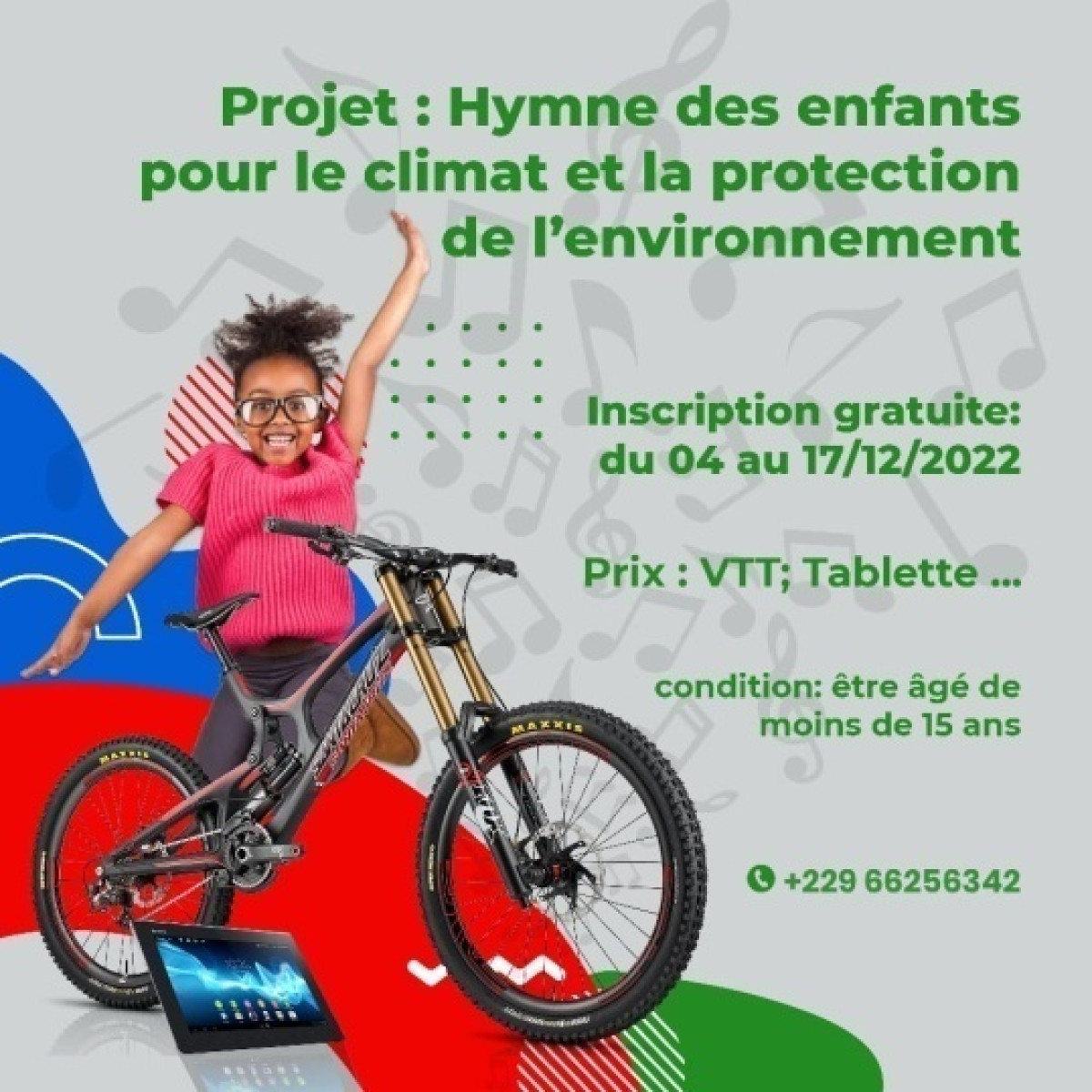PROJET HYMNE DES ENFANTS POUR LE CLIMAT ET LA PROTECTION DE L’ENVIRONNEMENT : Darius Chabi lance un concours environnemental d’envergure national . L’inscription est gratuite et prend fin le 17 décembre prochain
