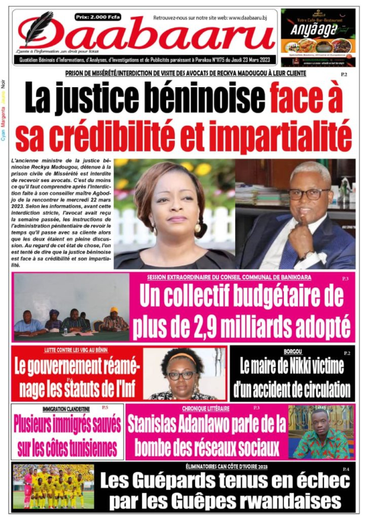 UNE DU JEUDI 23 MARS 2023