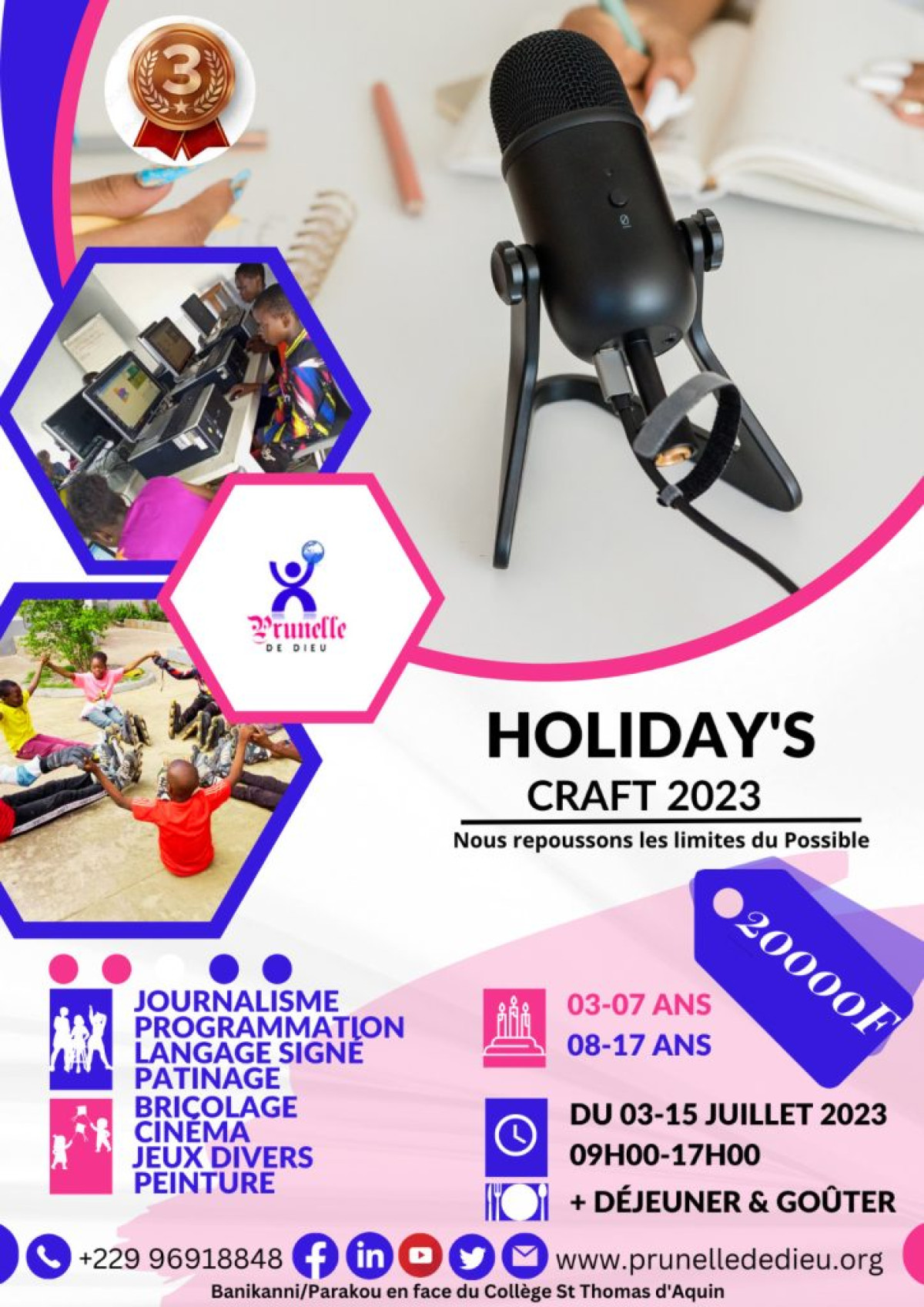 PARAKOU : Prunelle de Dieu organise Holyday’s Craft 2023 . C’est du 3 au 15 juillet prochain