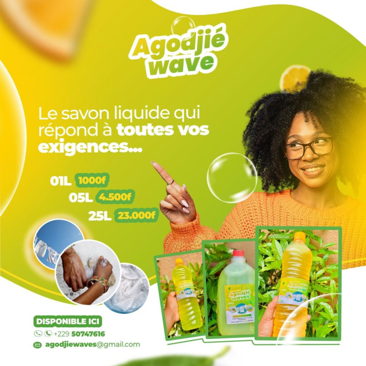 AVEC LE SAVON LIQUIDE AGODJIÉ WAVE : La propreté éclatante, est à portée de main 