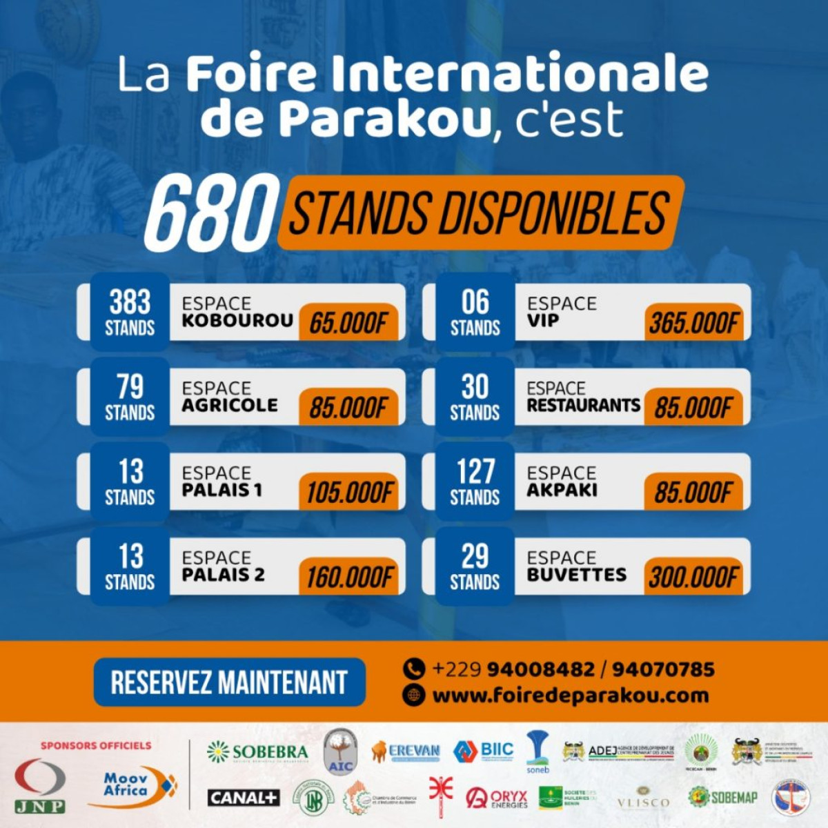FOIRE INTERNATIONALE DE PARAKOU 2021 : Voici les prix des différents stands disponibles