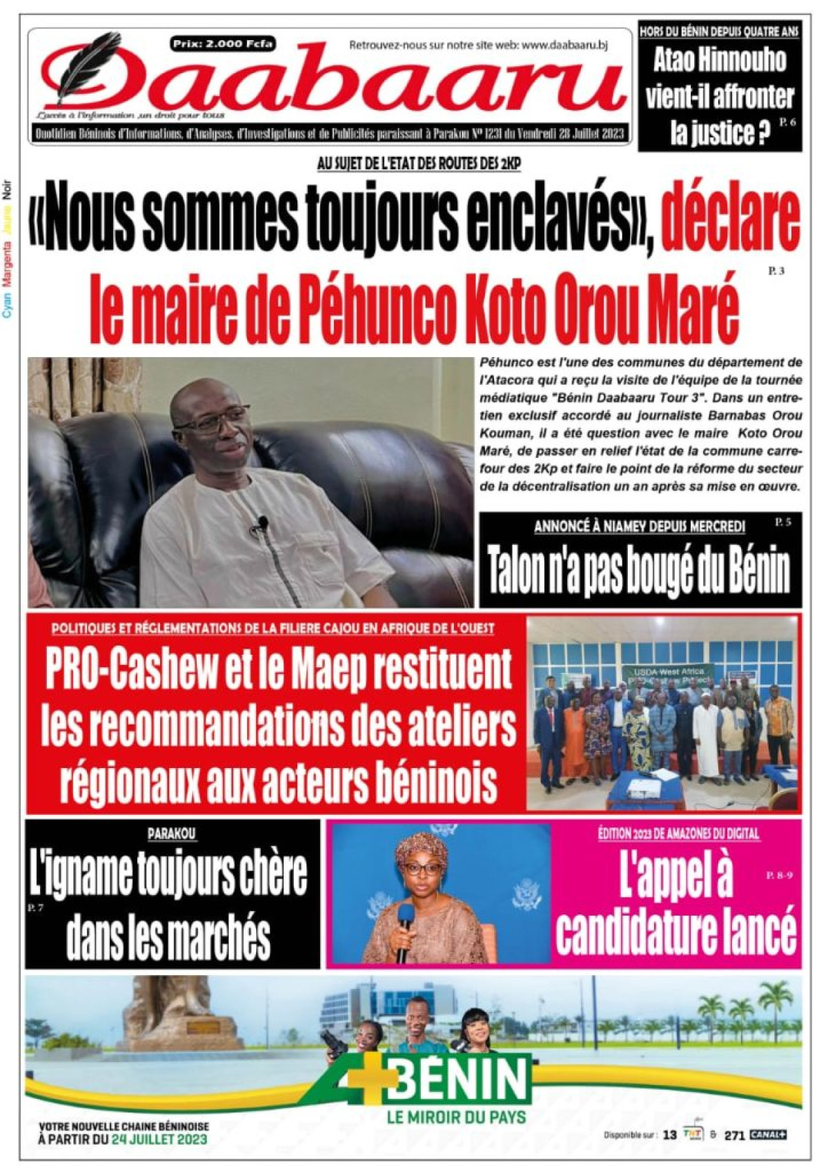 UNE DU VENDREDI 28 JUILLET 2023