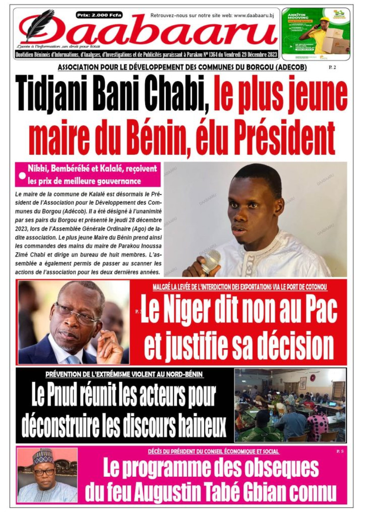 Parution du vendredi 29 décembre : Dernière parution de l’année 2023