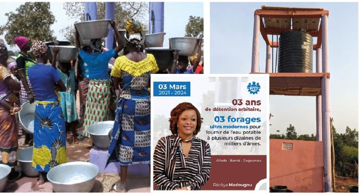 DEPUIS SA CELLULE OÙ ELLE CROUPIT DEPUIS 3 ANS, Reckya Madougou offre de l’eau potable aux populations de Gogounou, Allada et Bantè