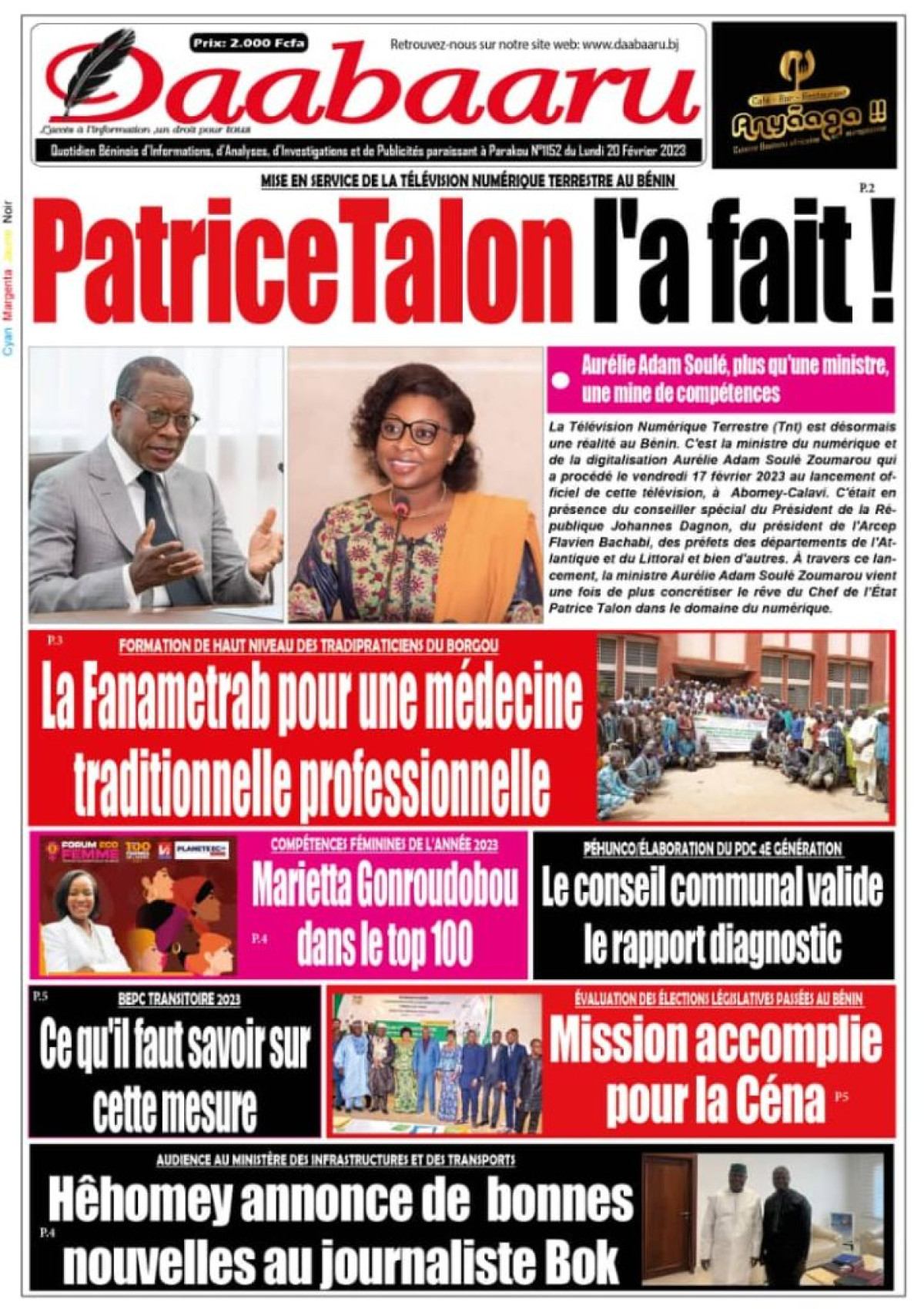 UNE DU LUNDI 20 FÉVRIER 2023