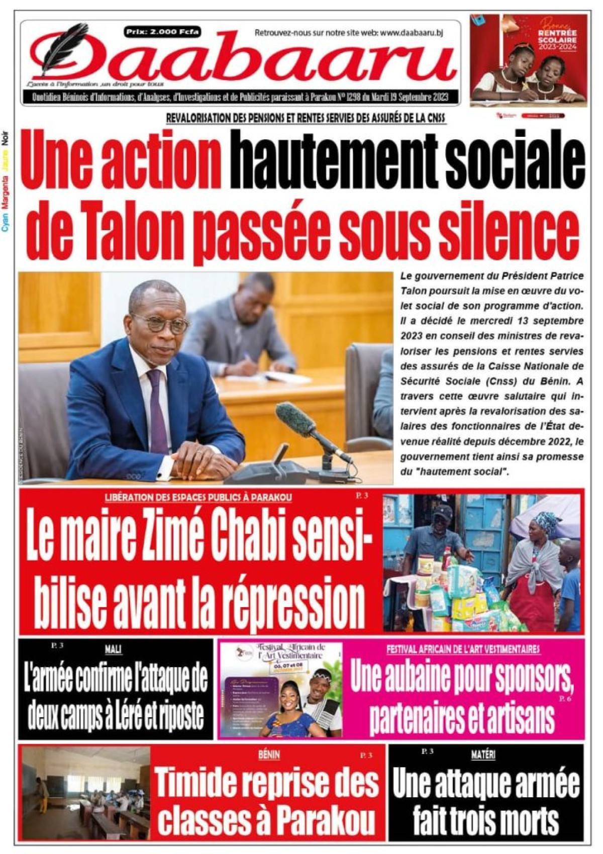 UNE DU MARDI 19 SEPTEMBRE 2023