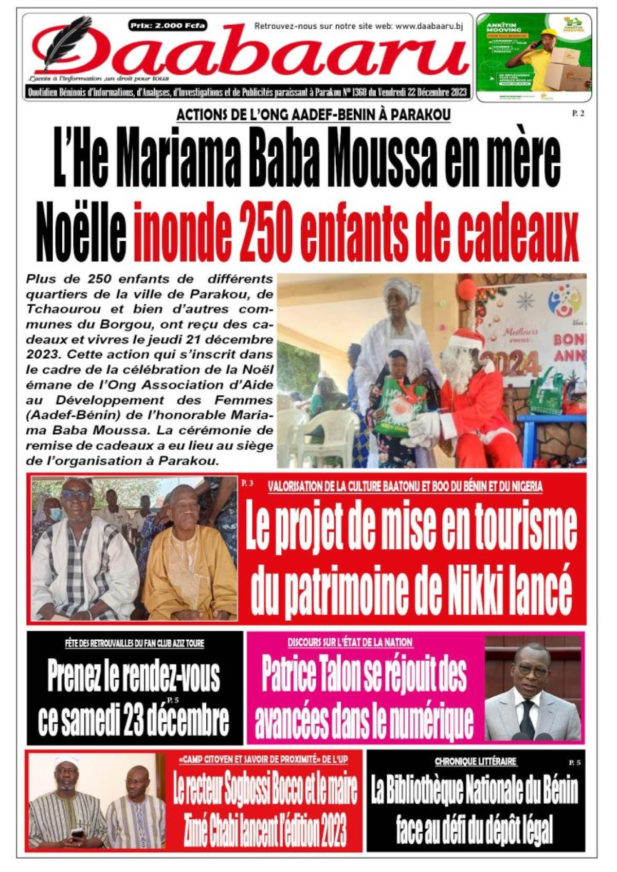 Parution du vendredi 22 décembre 2023