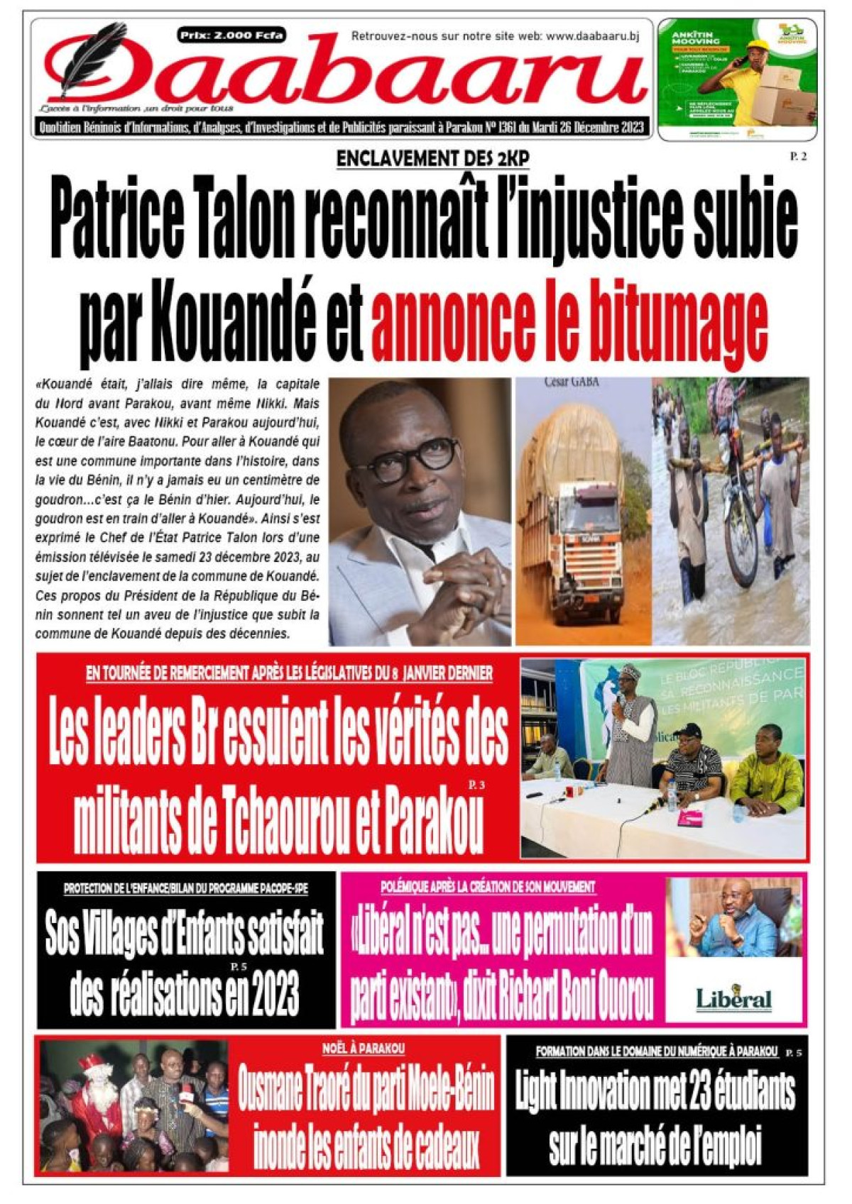 Parution du mardi 26 décembre 2023