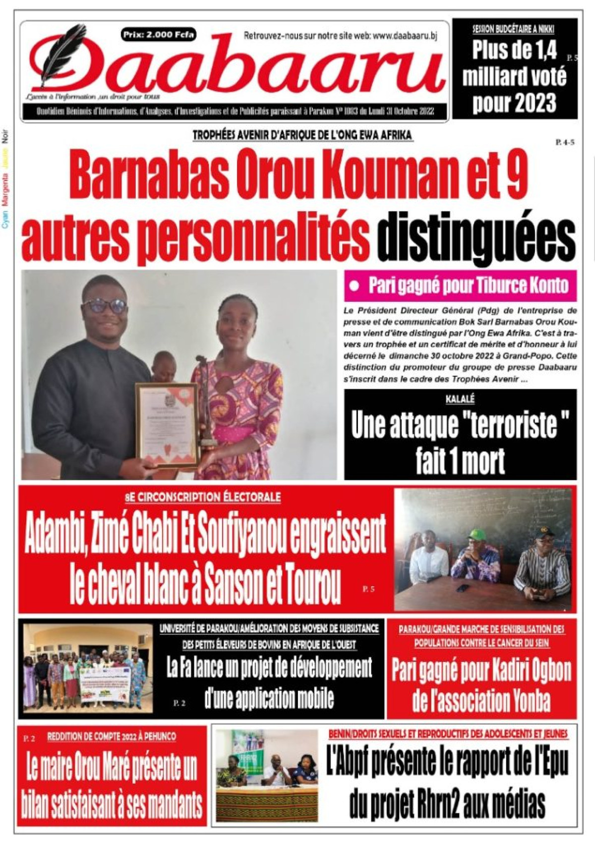 Parution du lundi 31 octobre 2022