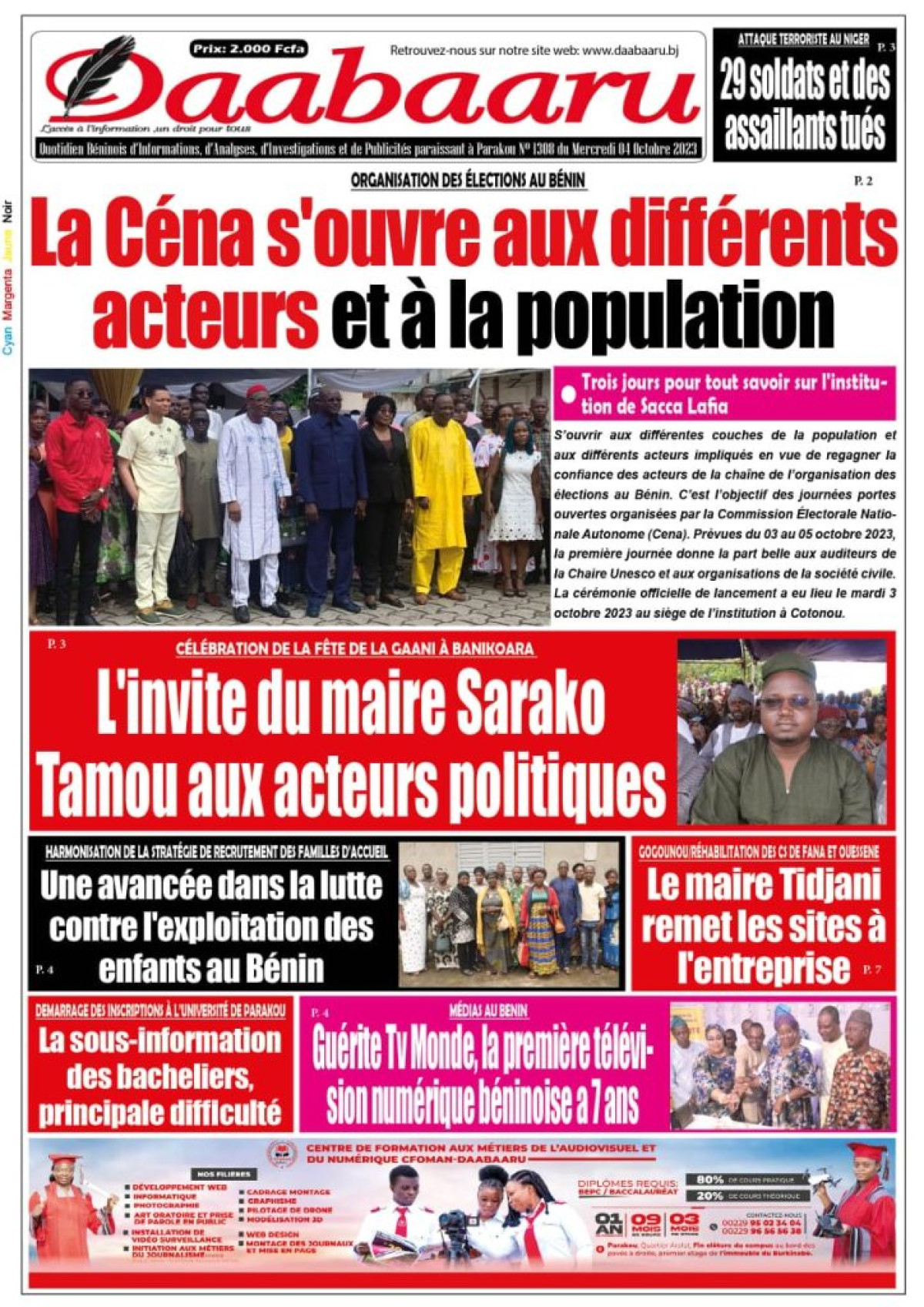 UNE DU MERCREDI 4 OCTOBRE 2023