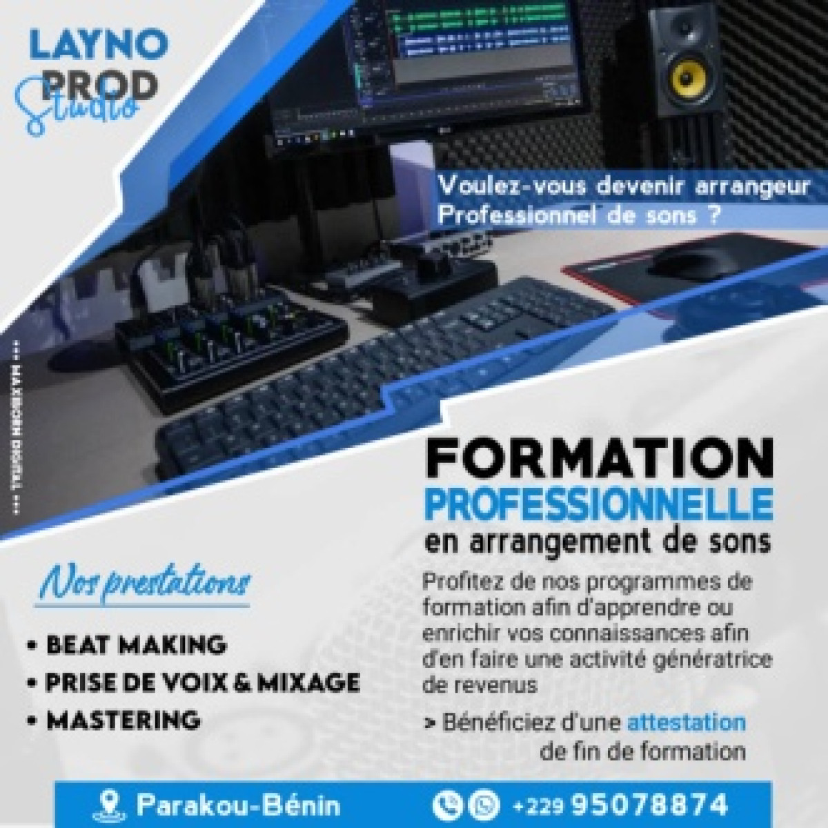 MUSIQUE DANS LE SEPTENTRION : Layno Prod lance une formation en arrangement de sons