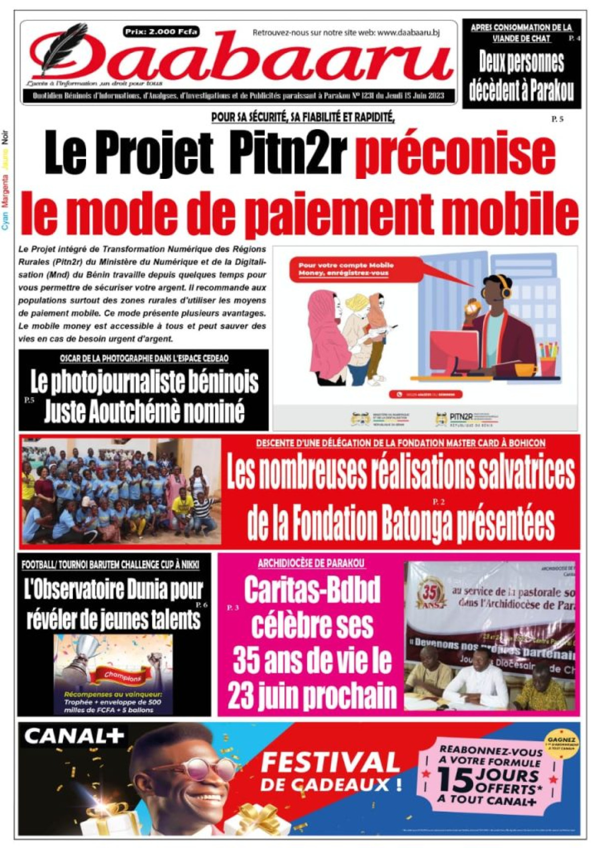 UNE DU JEUDI 15 JUIN 2023