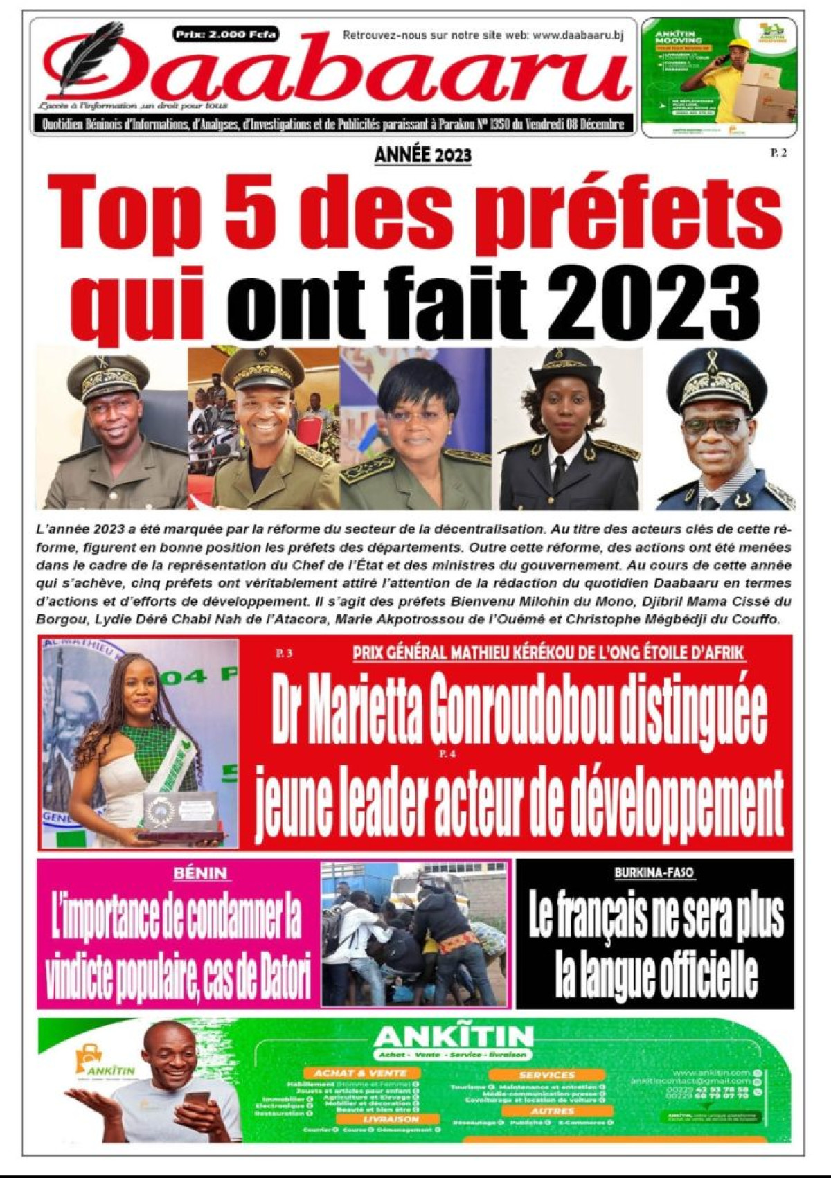 Parution du vendredi 08 décembre 2023
