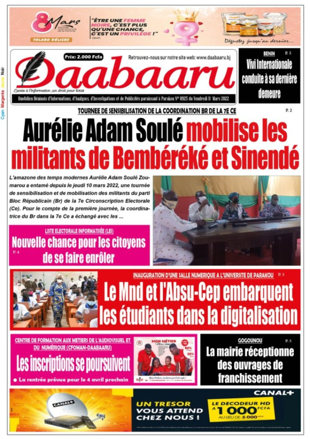 UNE DU VENDREDI 11 MARS 2022