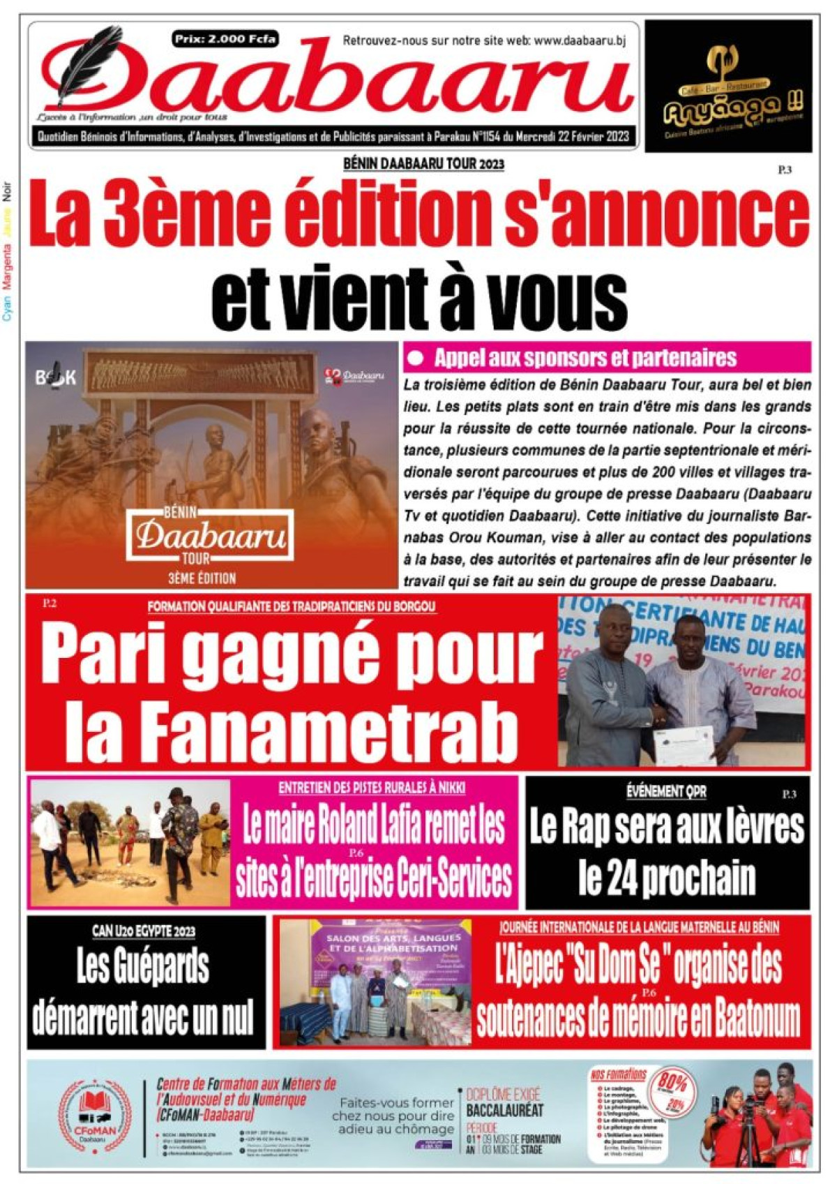 UNE DU MERCREDI 22 FÉVRIER 2023