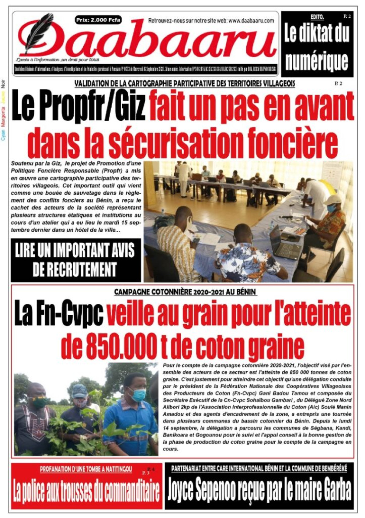 Parution du mercredi 16 septembre 2020