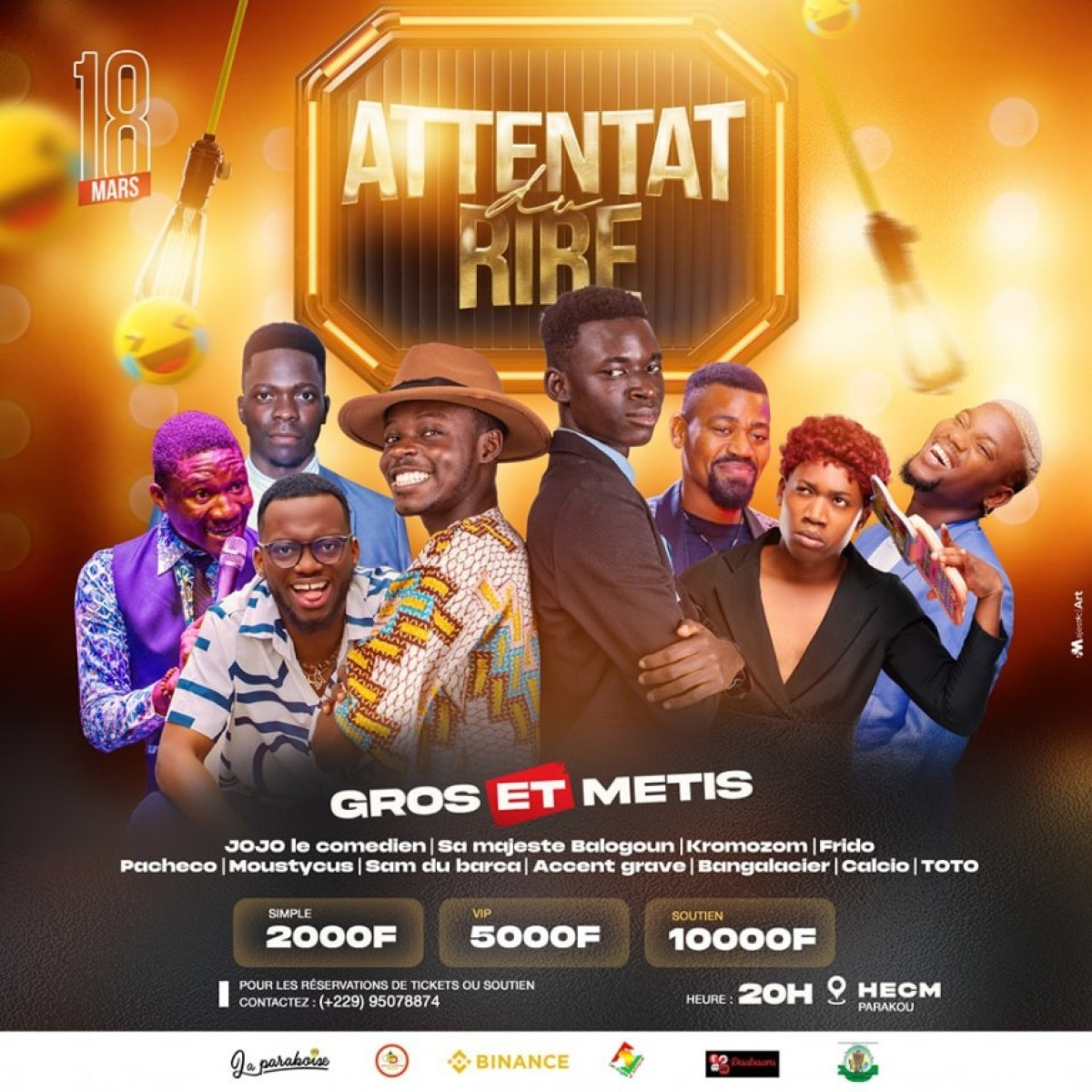 GRAND SPECTACLE D&rsquo;HUMOUR À PARAKOU : Gros et Métis sur scène ce samedi à partir de 20h à Hecm