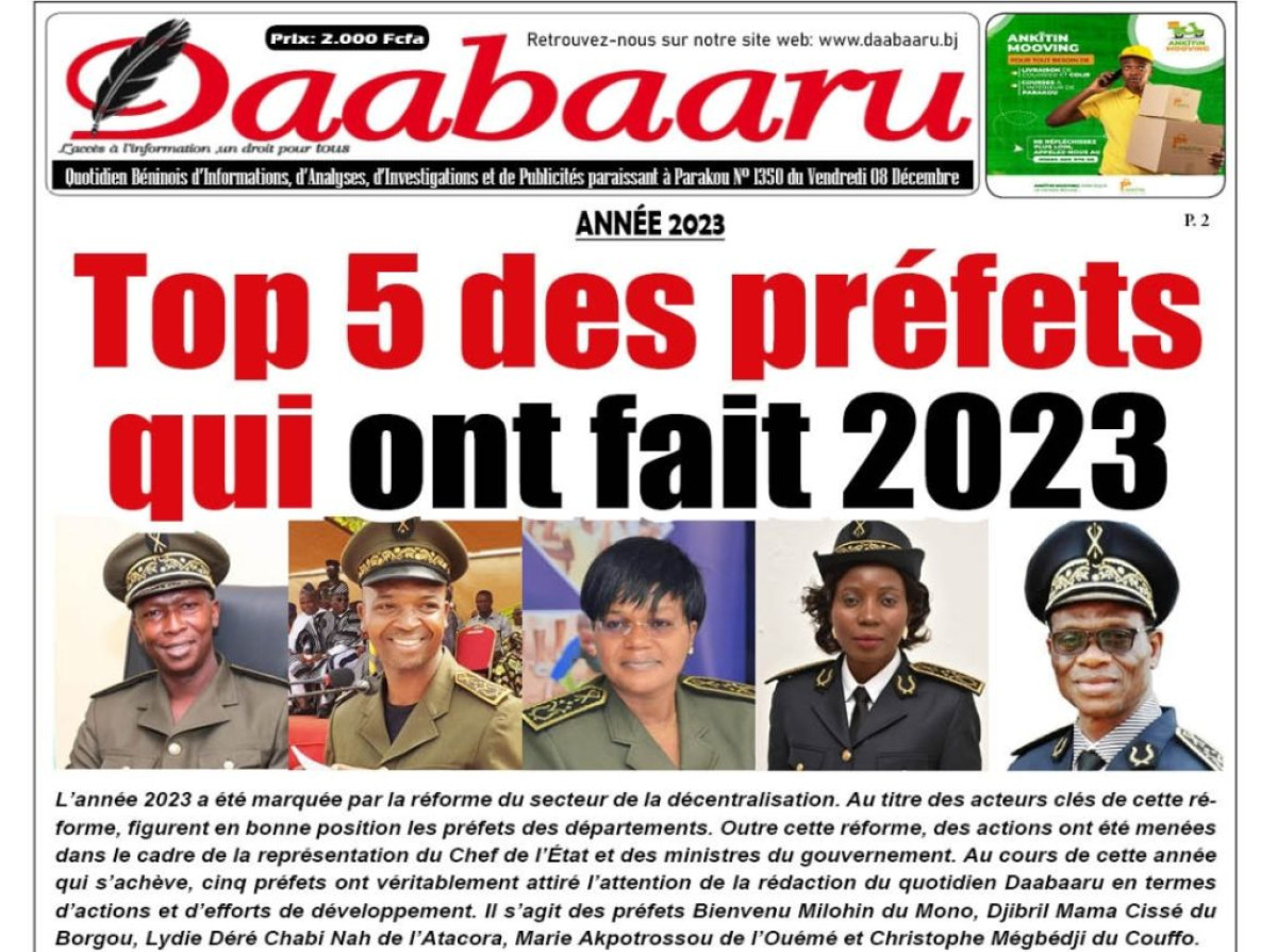 BÉNIN : Top 5 des préfets qui ont fait 2023
