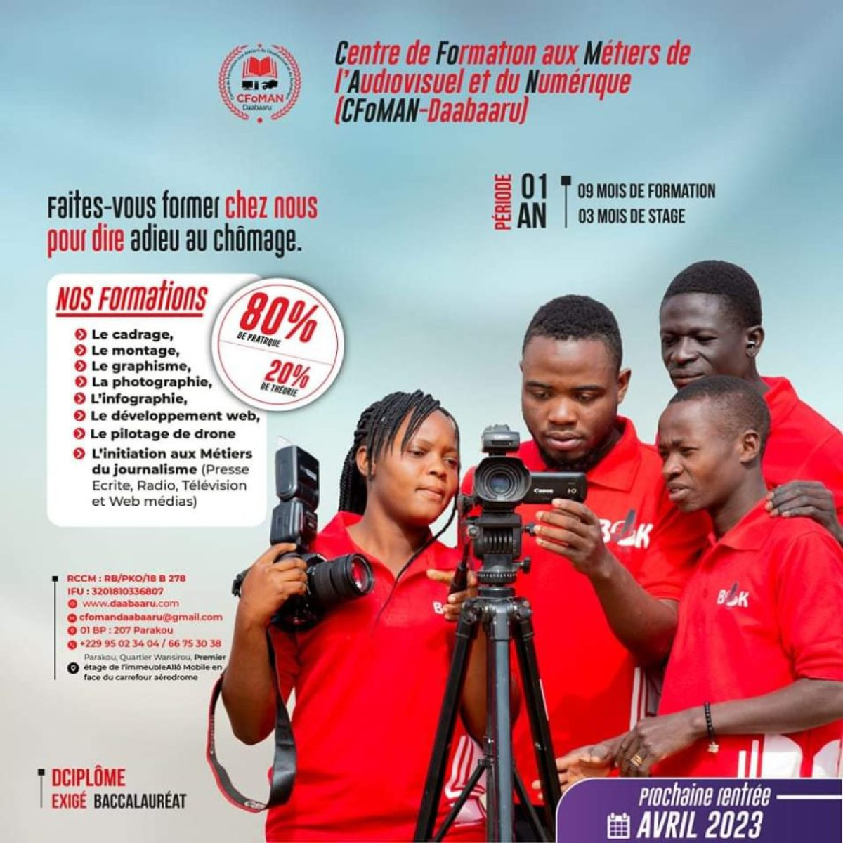 FORMATION AU CFOMAN-DAABAARU À PARAKOU : Inscrivez-vous pour saisir les opportunités du numérique et de l&rsquo;audiovisuel . Prochaine rentrée en avril
