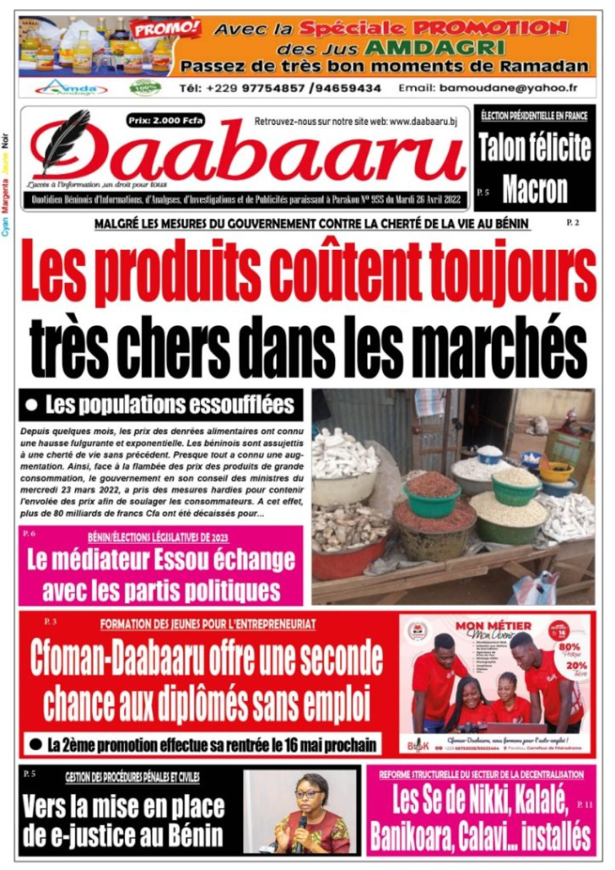 UNE DU MARDI 26 AVRIL 2022