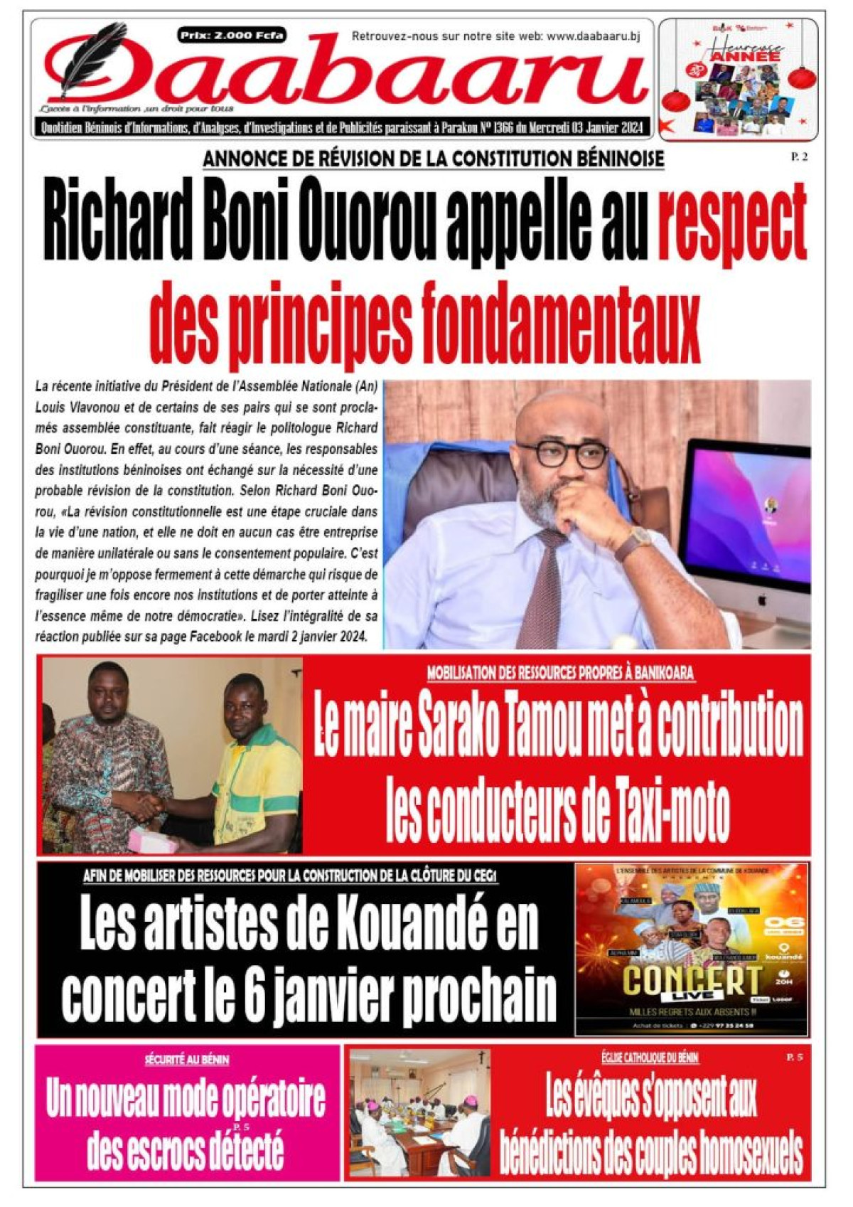 Parution du mercredi 03 janvier 2024