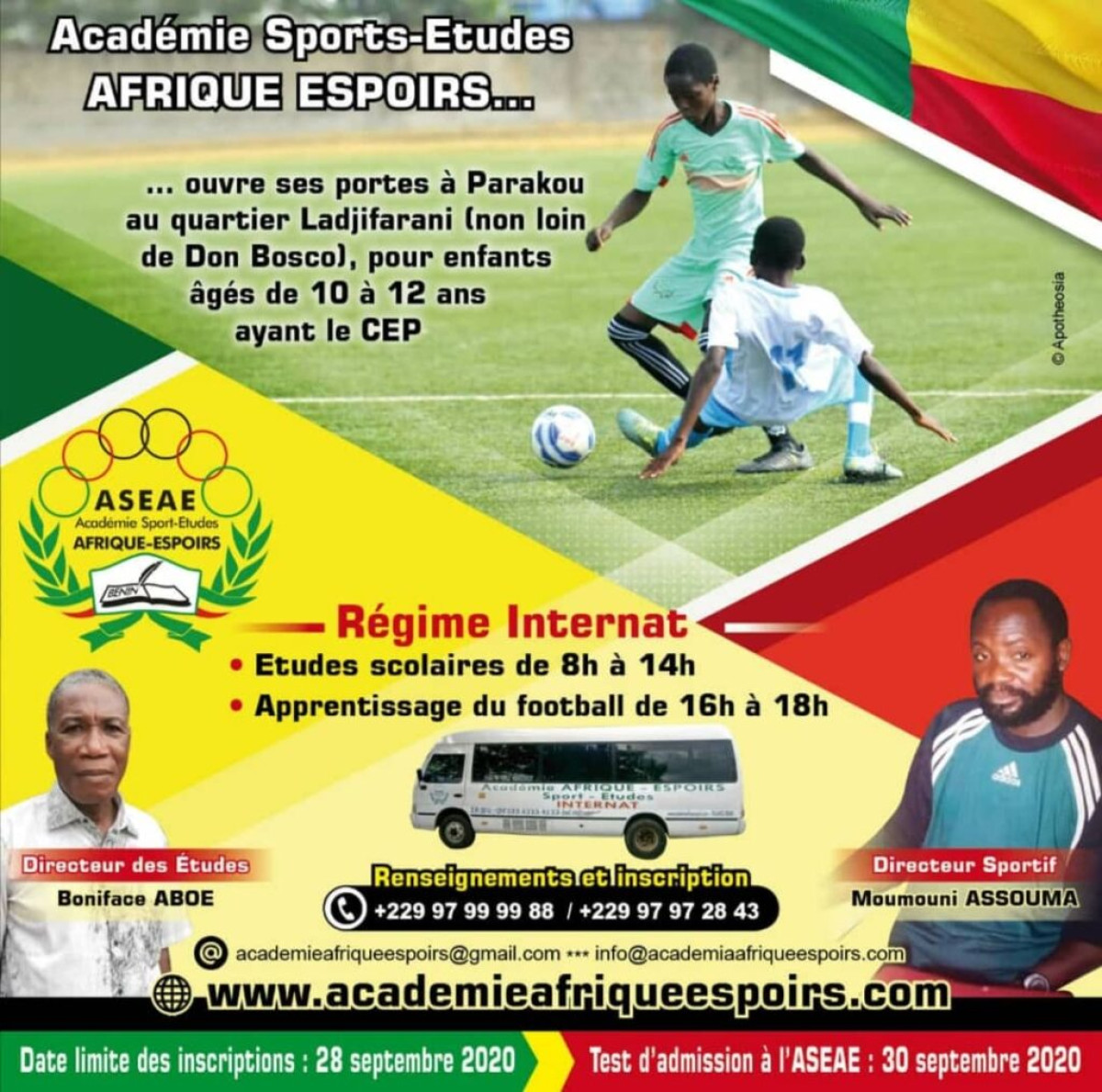 POUR LE DEVELOPPEMENT DU FOOTBALL A LA BASE : L’Aseae ouvre ses portes à Parakou . Des détections à Pobè, Kandi le 27 septembre et Abomey-Calavi, Djougou et Bassila le 28 septembre prochain
