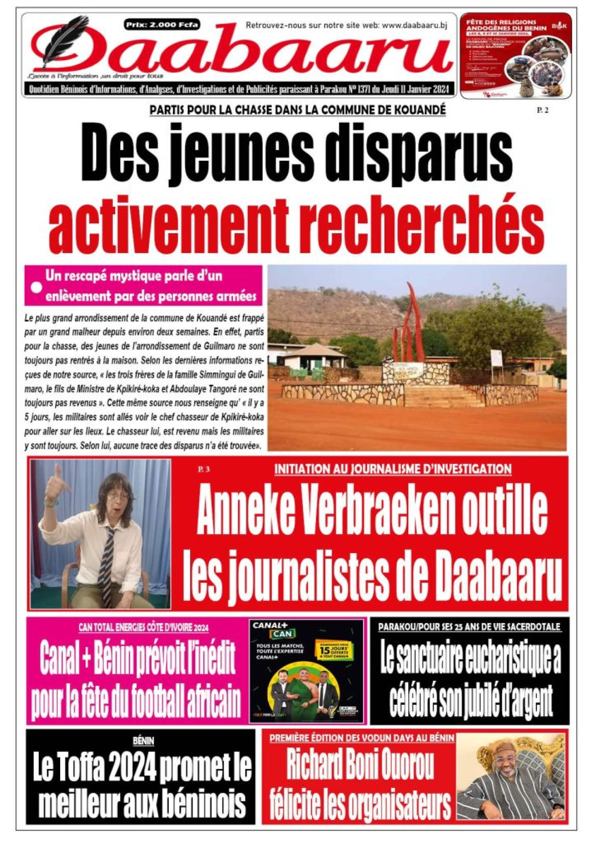 Parution du jeudi 11 janvier 2024