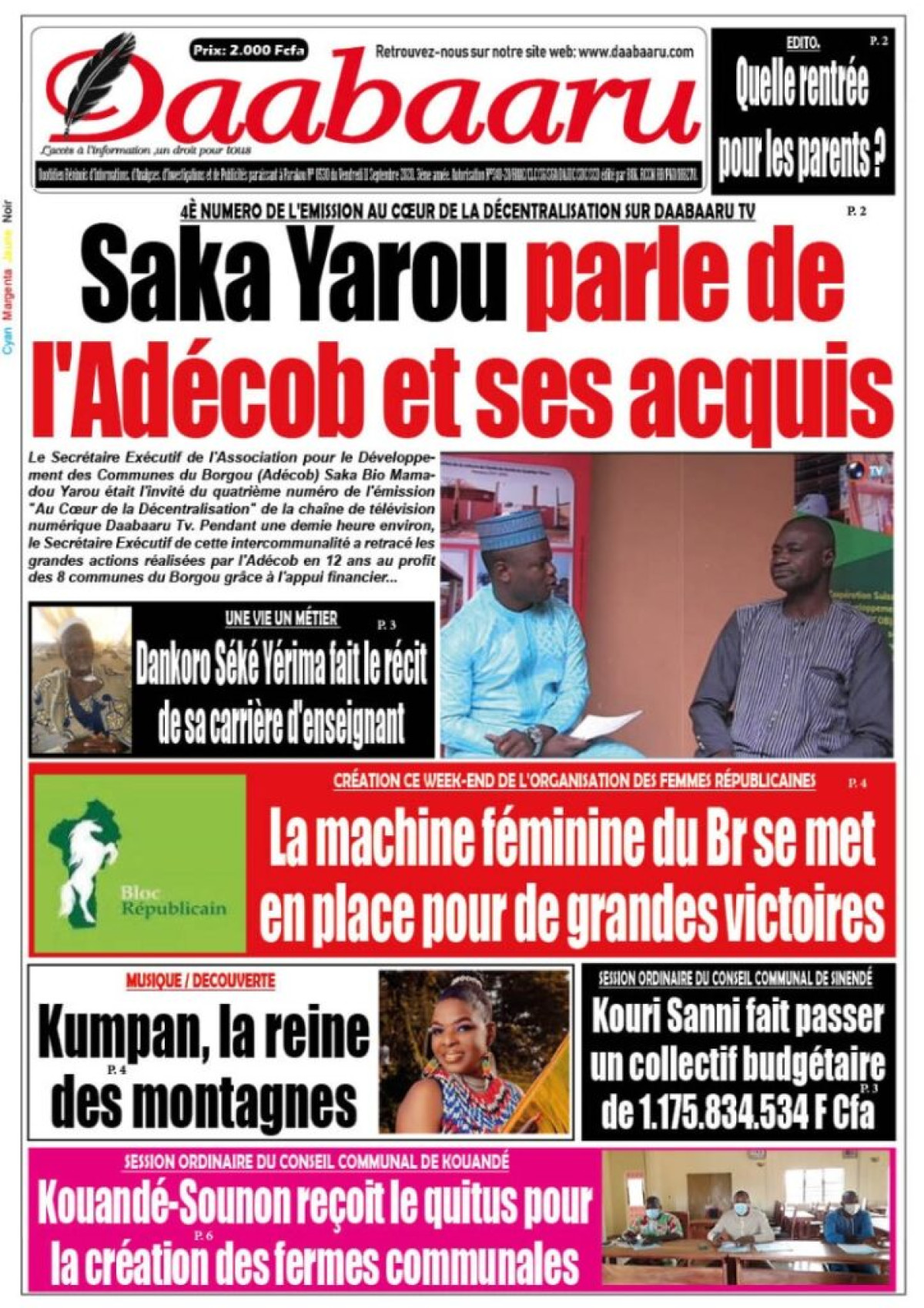 Parution du vendredi 11 septembre 2020