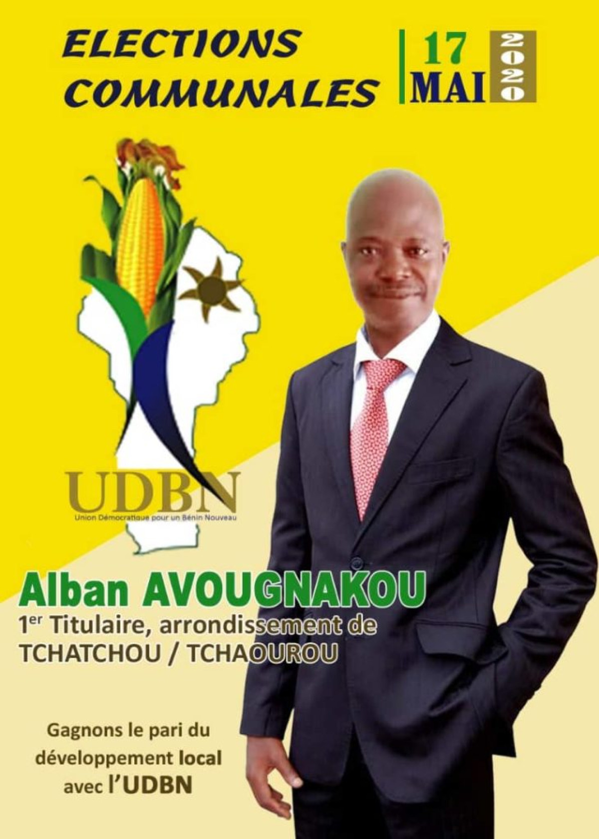 ÉLECTIONS COMMUNALES À TCHAOUROU : Les ambitions du candidat Udbn Alban Avougnakou pour sa population
