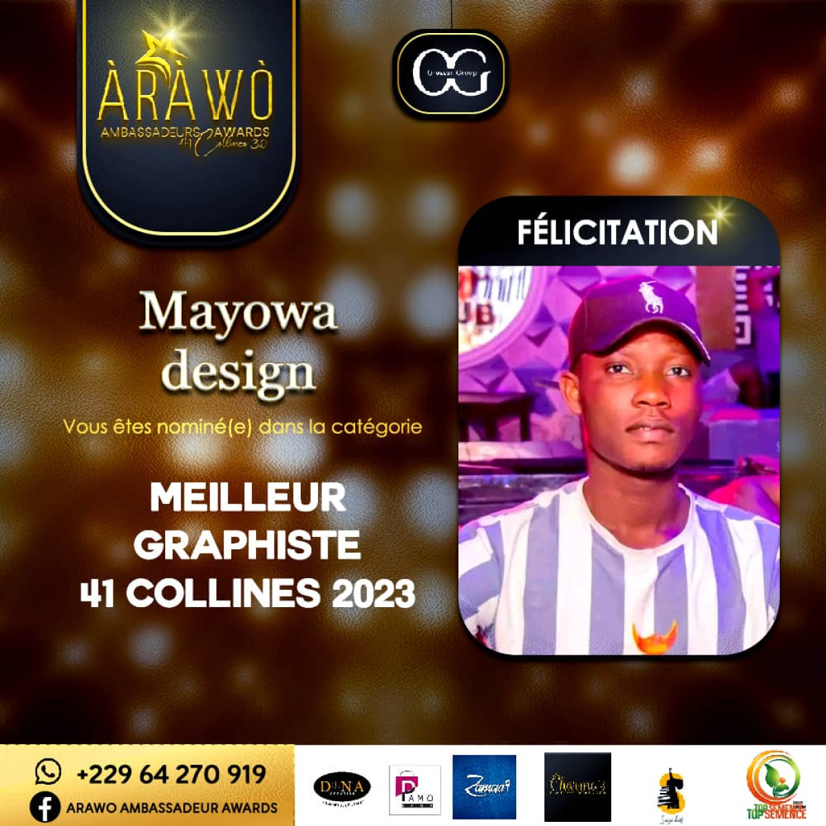 BÉNIN/ÀRÀWÒ AMBASSADEUR AWARDS 2023 : Marius Dassi du Cfoman-Daabaaru 2 nominé