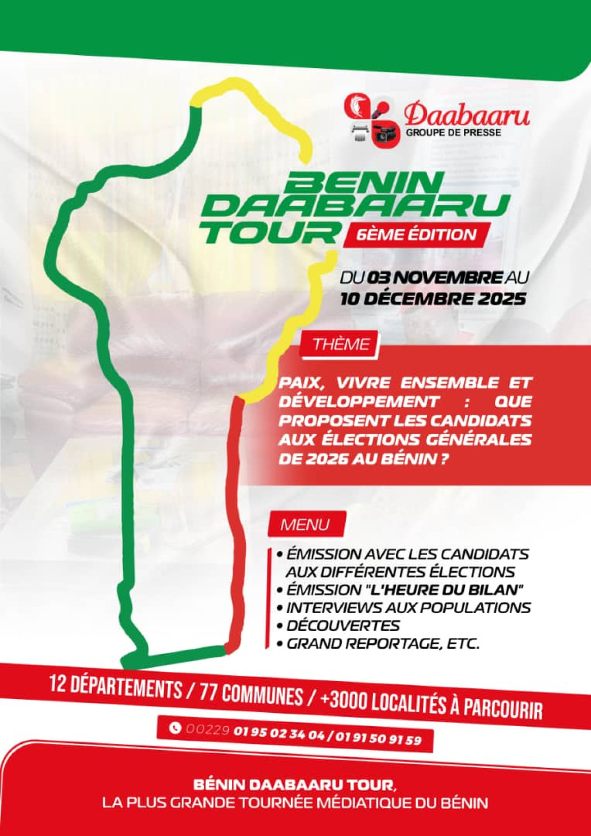 Bénin Daabaaru Tour: paix, vivre-ensemble, développement, élections au cœur de la 6e édition