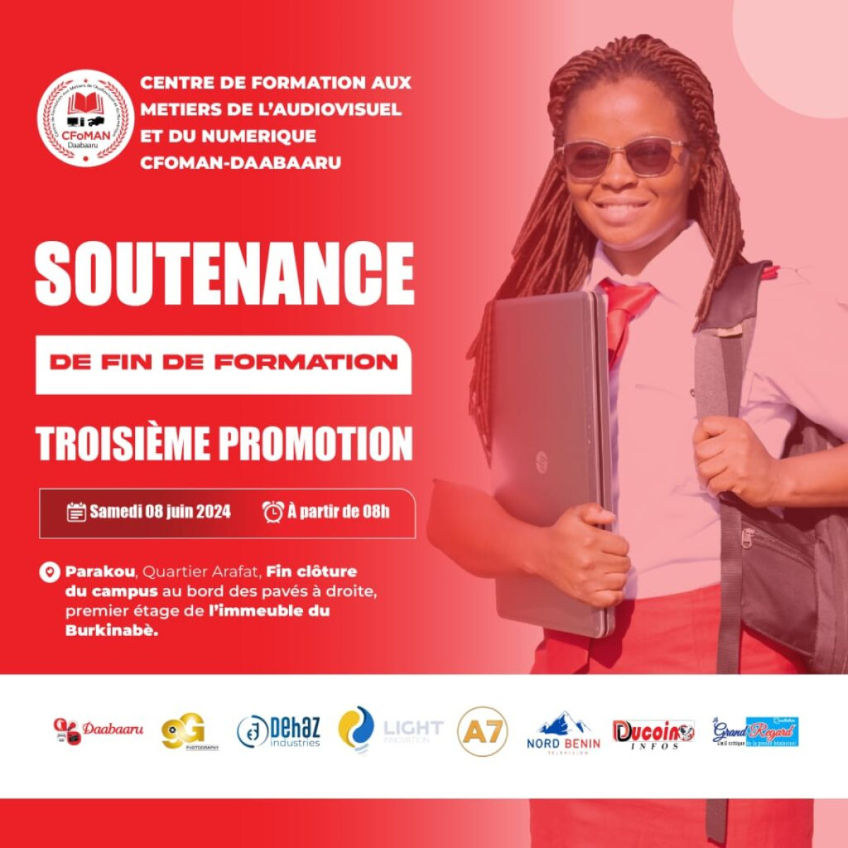 SOUTENANCE AU CENTRE DE FORMATION AUX MÉTIERS DE L&rsquo;AUDIOVISUEL ET DU NUMÉRIQUE À PARAKOU : Les étudiants du Cfoman-Daabaaru planchent le 8 juin prochain