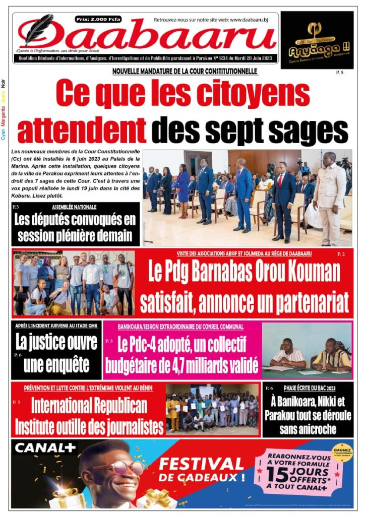 UNE DU MARDI 20 JUIN 2023