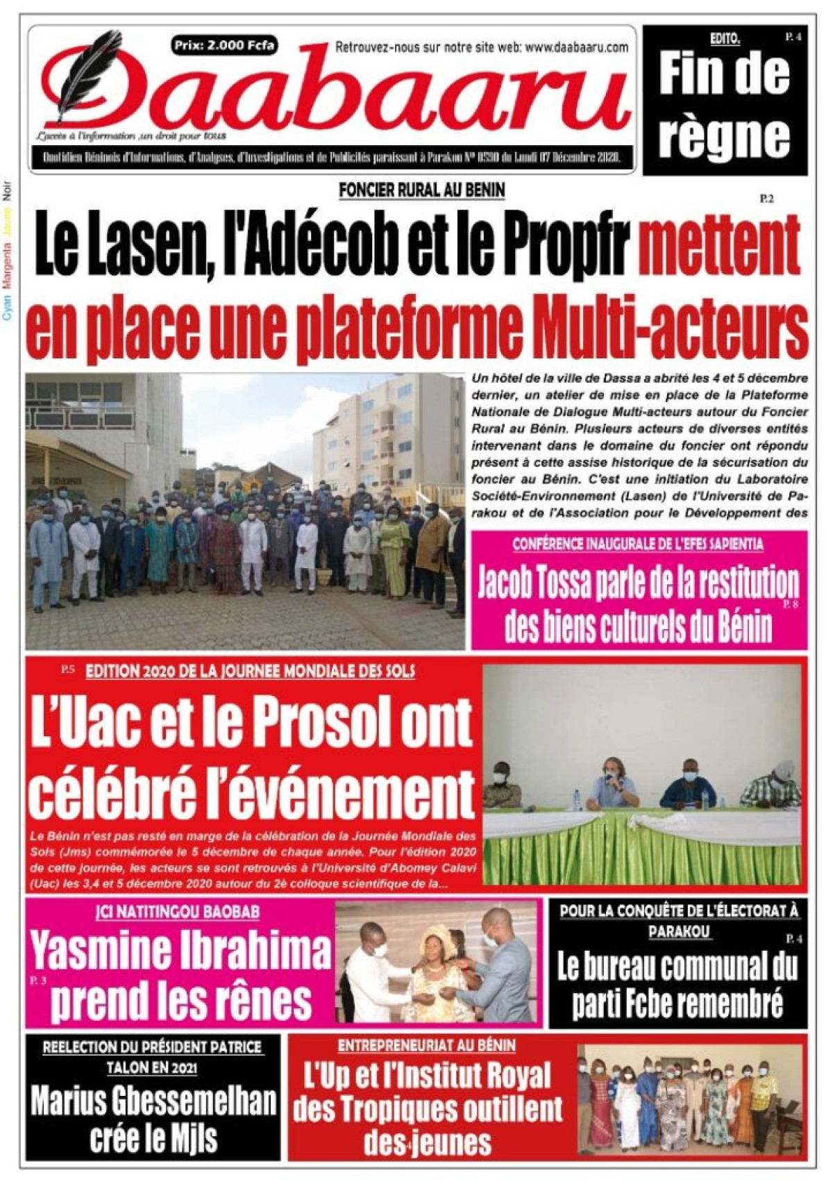 Parution du lundi 07 décembre 2020