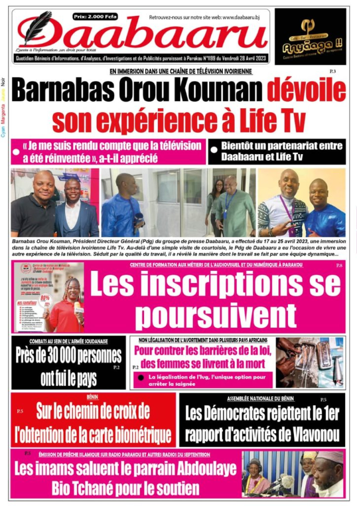 UNE DU VENDREDI 28 AVRIL 2023