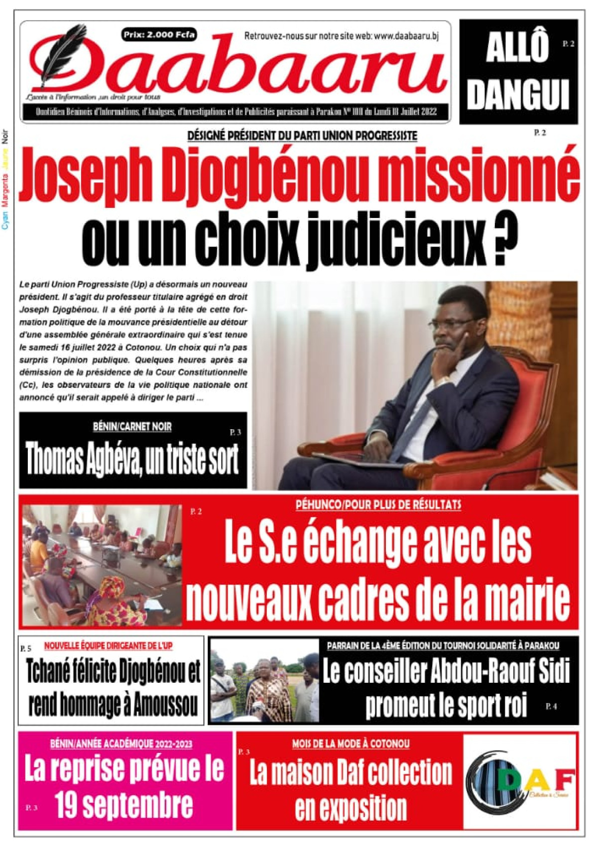 UNE DU LUNDI 18 JUILLET 2022