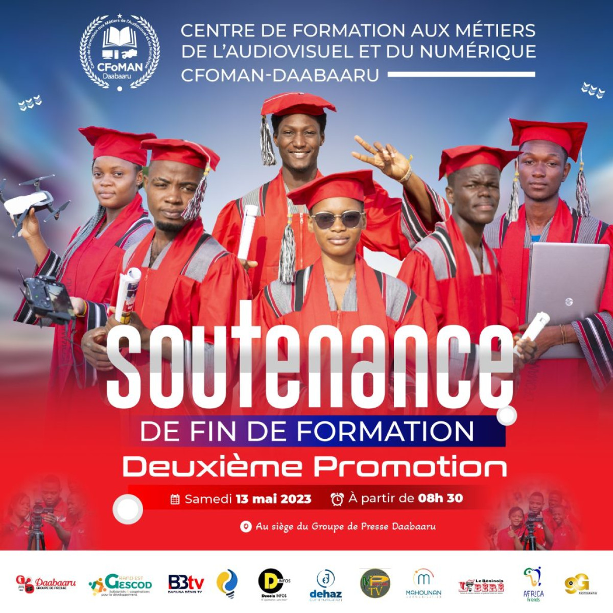 FORMATION AUX MÉTIERS DE L&rsquo;AUDIOVISUEL ET DU NUMÉRIQUE À PARAKOU : Les étudiants de la deuxième promotion du Cfoman-Daabaaru planchent demain