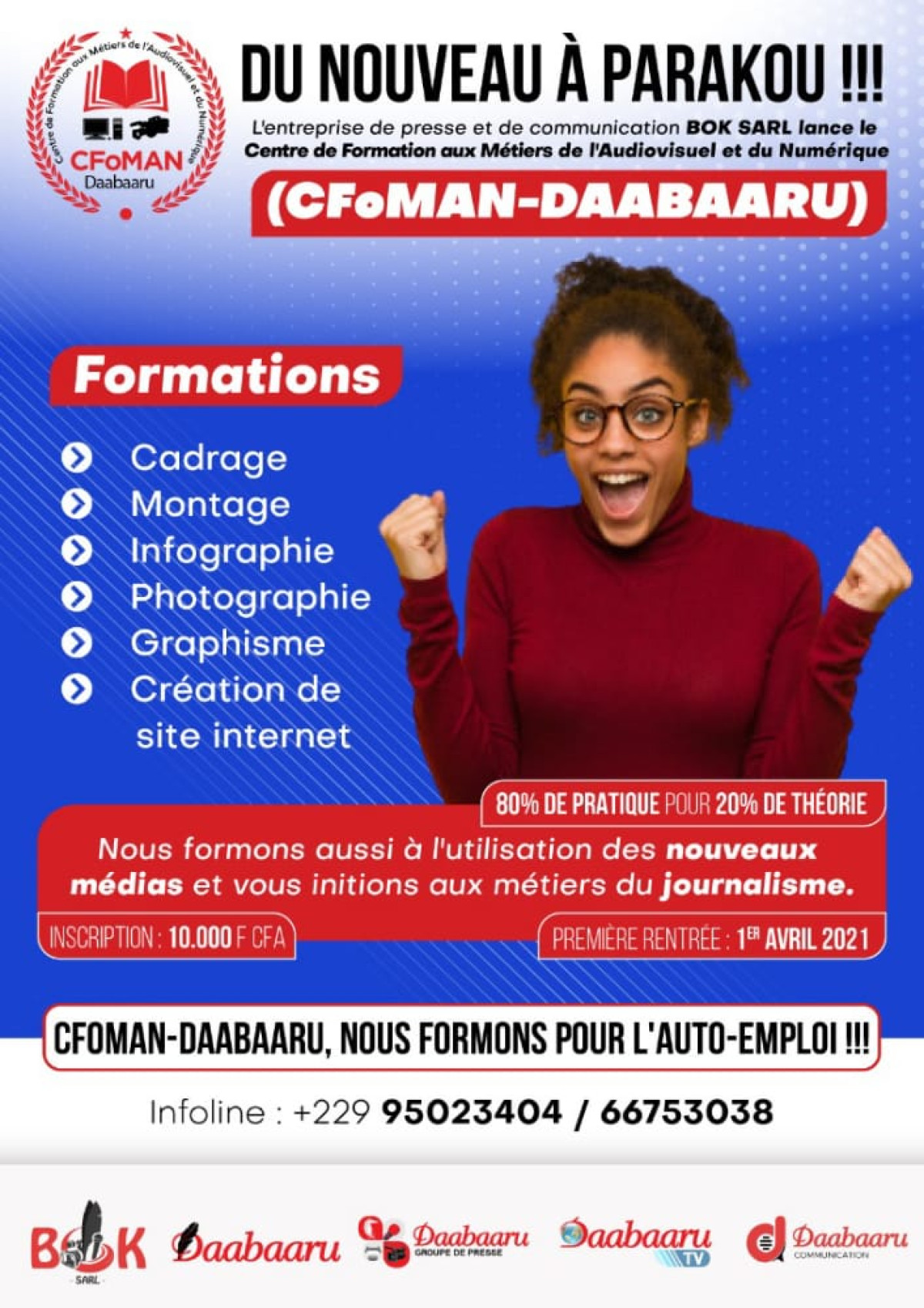 FORMATION DES JEUNES AUX METIERS DE L’AUDIOVISUEL ET DU NUMÉRIQUE AU BÉNIN : L’entreprise Bok Sarl lance le Cfoman-Daabaaru
