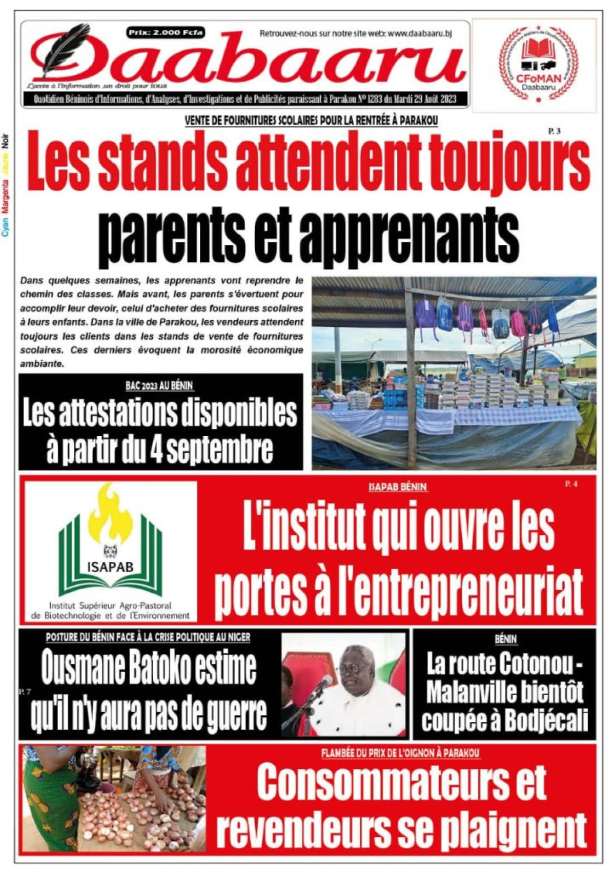 UNE DU MARDI 29 AOÛT 2023