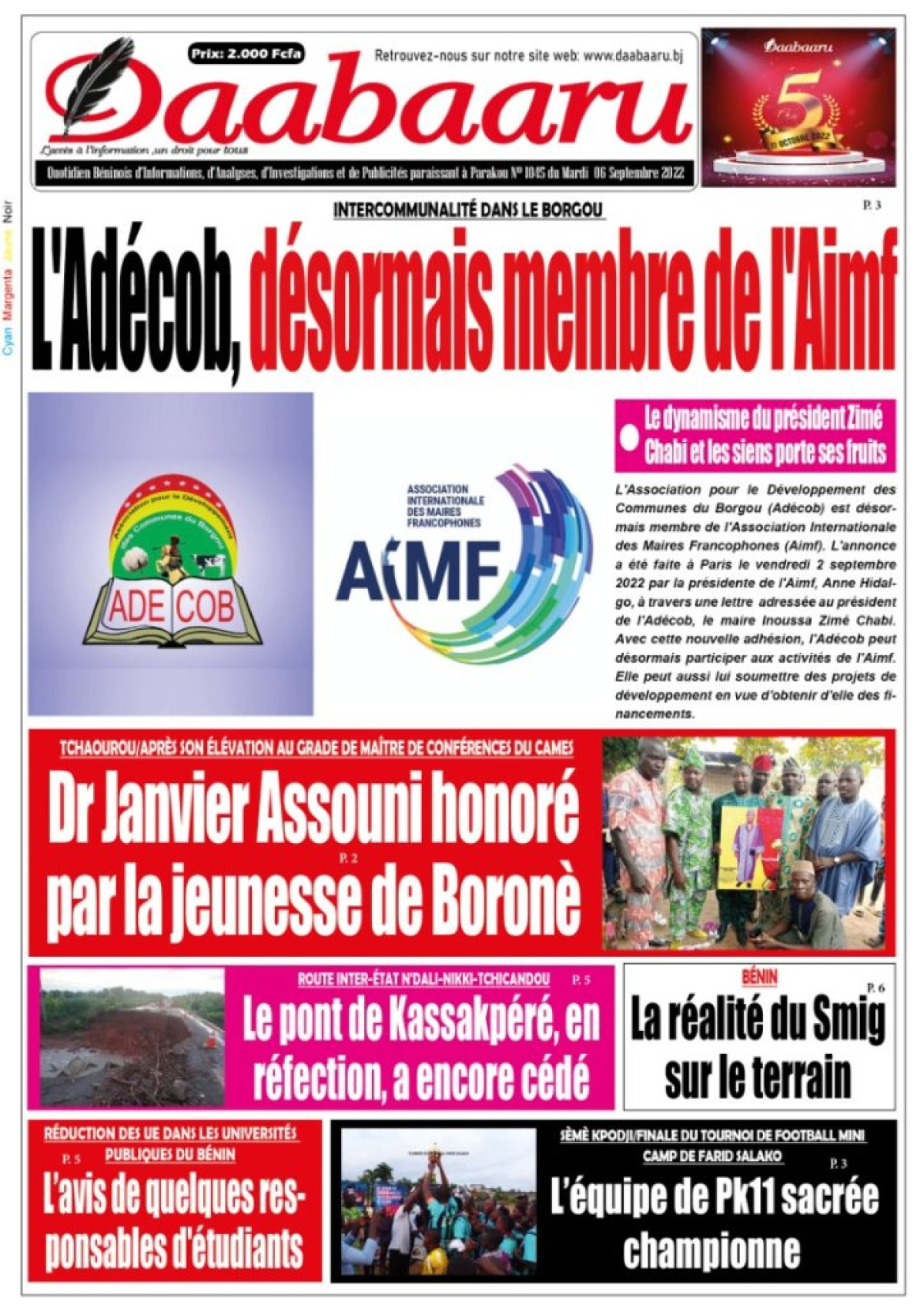 UNE DU MARDI 6 SEPTEMBRE 2022