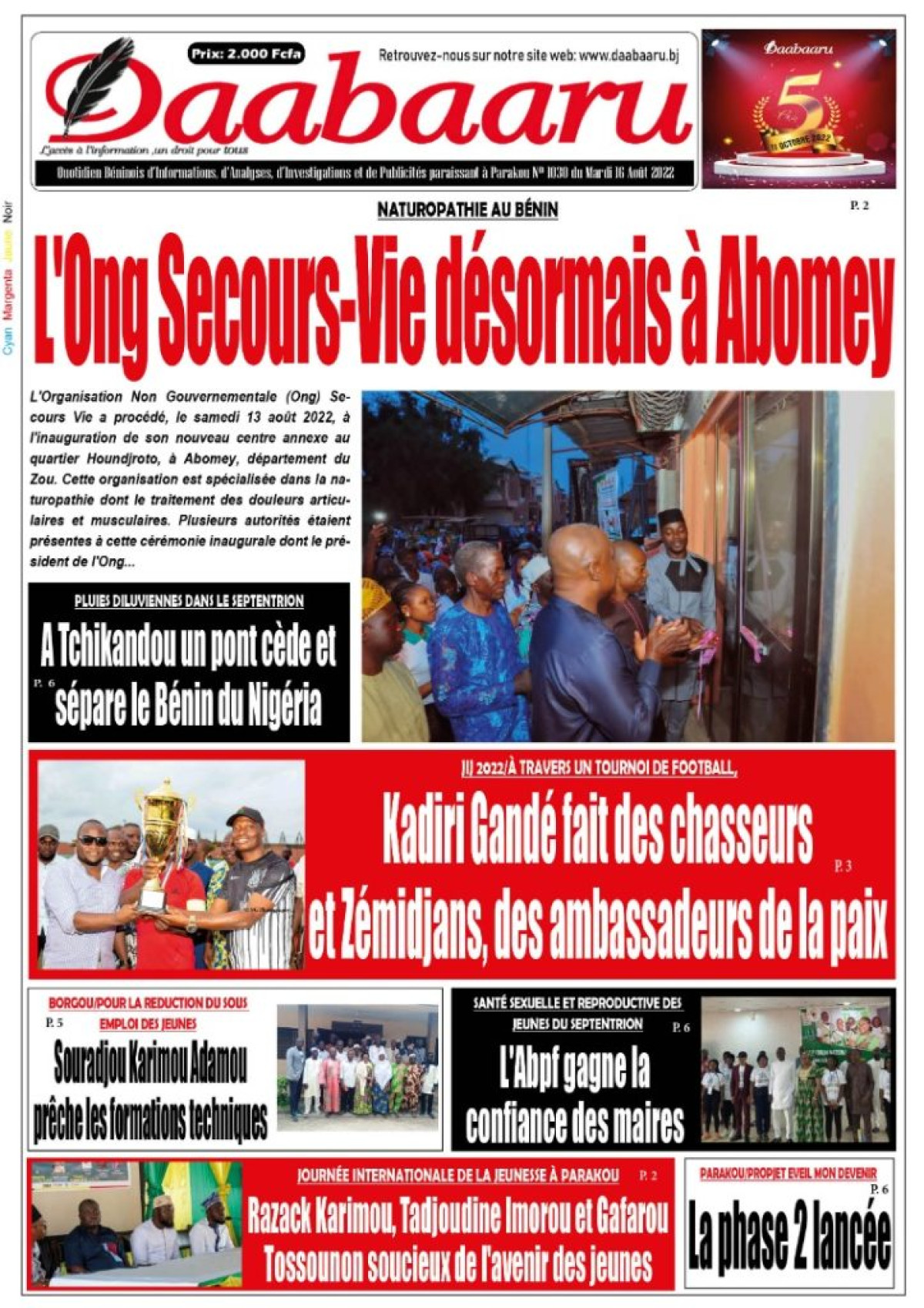 UNE DU MARDI 16 AOÛT 2022