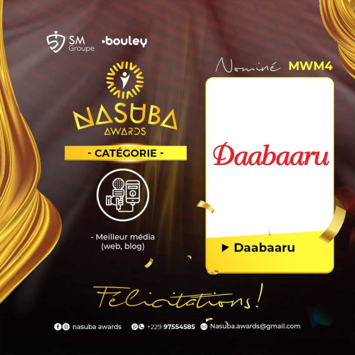 PARAKOU/NASUBA AWARDS 2023 :  Daabaaru nominé dans la catégorie Meilleur web média  . Voici comment voter pour votre média 