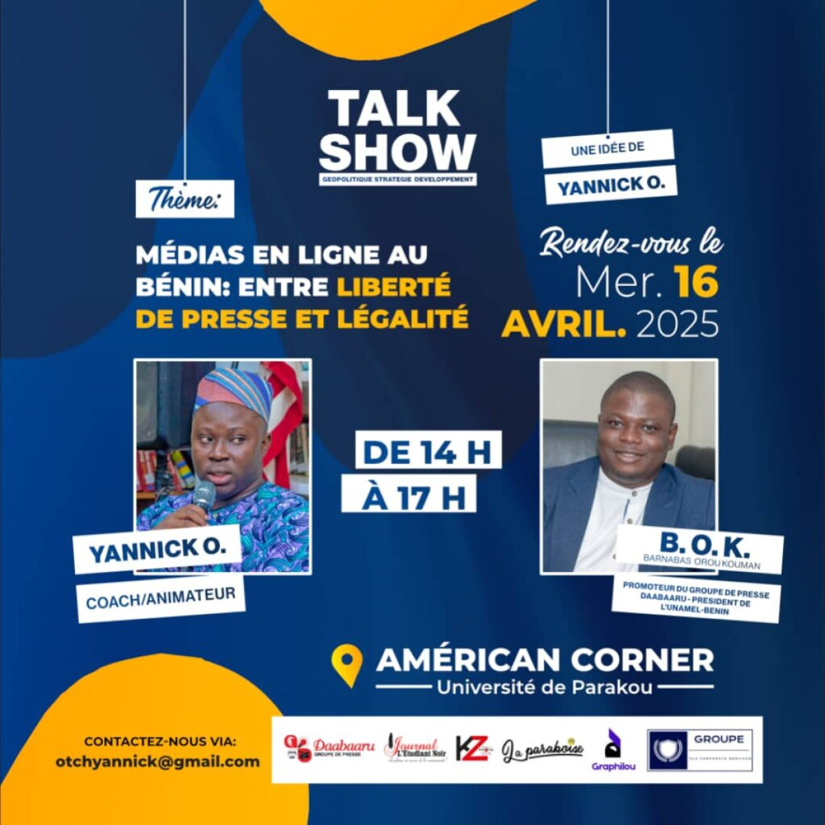 Université de Parakou/Talk show sur les médias en ligne au Bénin: Barnabas Orou Kouman, l&rsquo;invité de Yannick le 16 avril prochain 