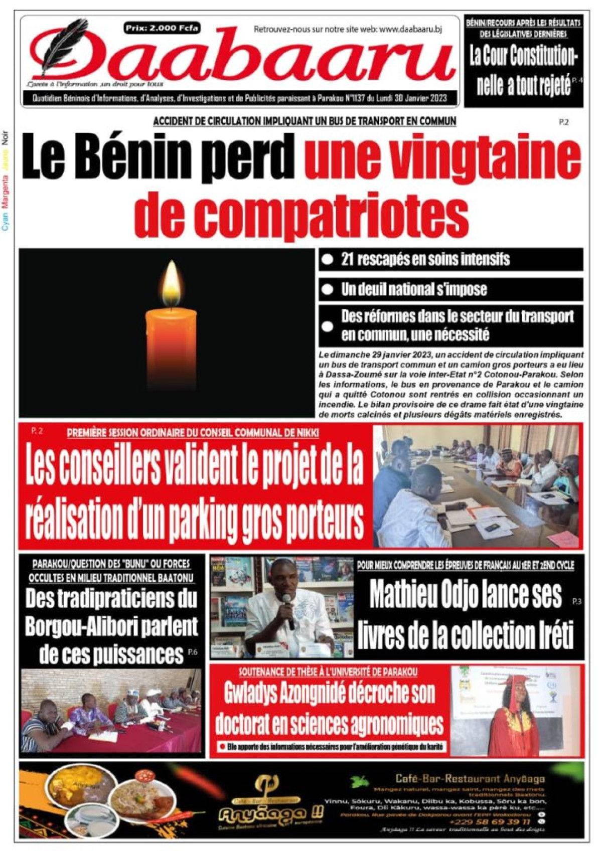 UNE DU LUNDI 30 JANVIER 2023