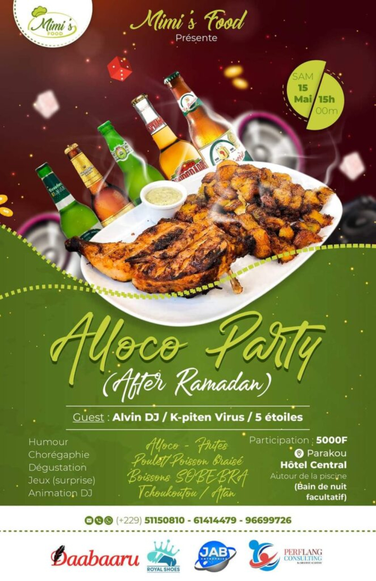 GRAND SHOW AFTER RAMADAN A PARAKOU :  Rendez-vous le 15 mai pour savourer le “Alloco party” avec Mimi&rsquo;s Food