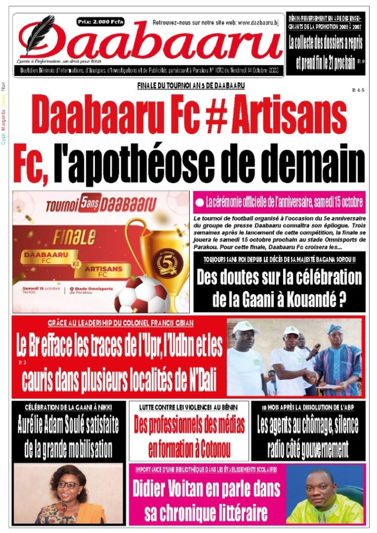 UNE DU VENDREDI 14 OCTOBRE 2022