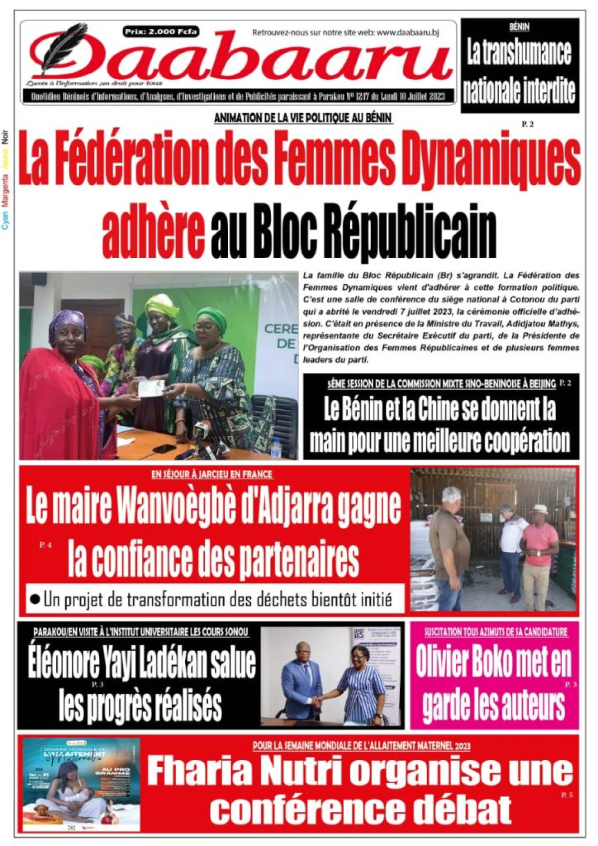 UNE DU LUNDI 10 JUILLET 2023